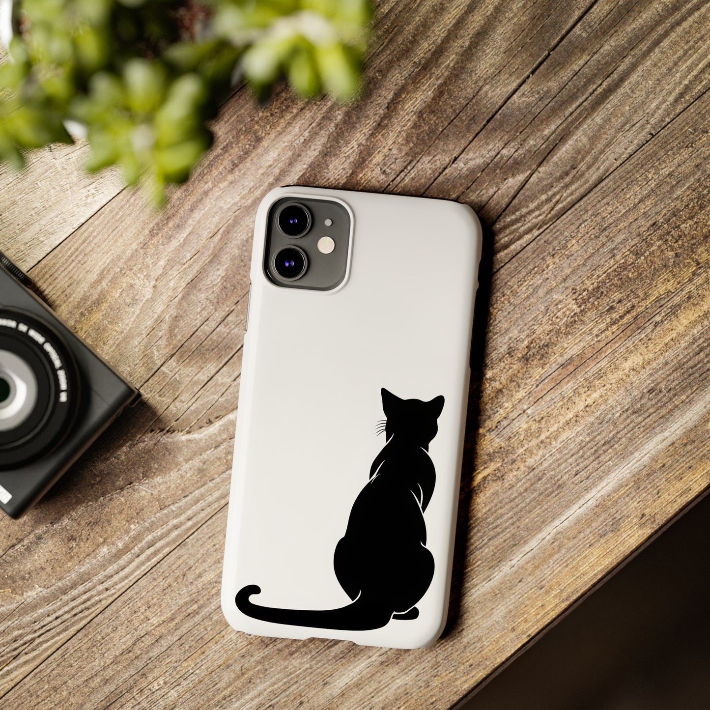 Black Cat Halloween Slim Phone Case Coquette, Creepy Cute Gift for Her, Goth Coquette Spooky Case, Compatible with iPhone, Galaxy, Google
