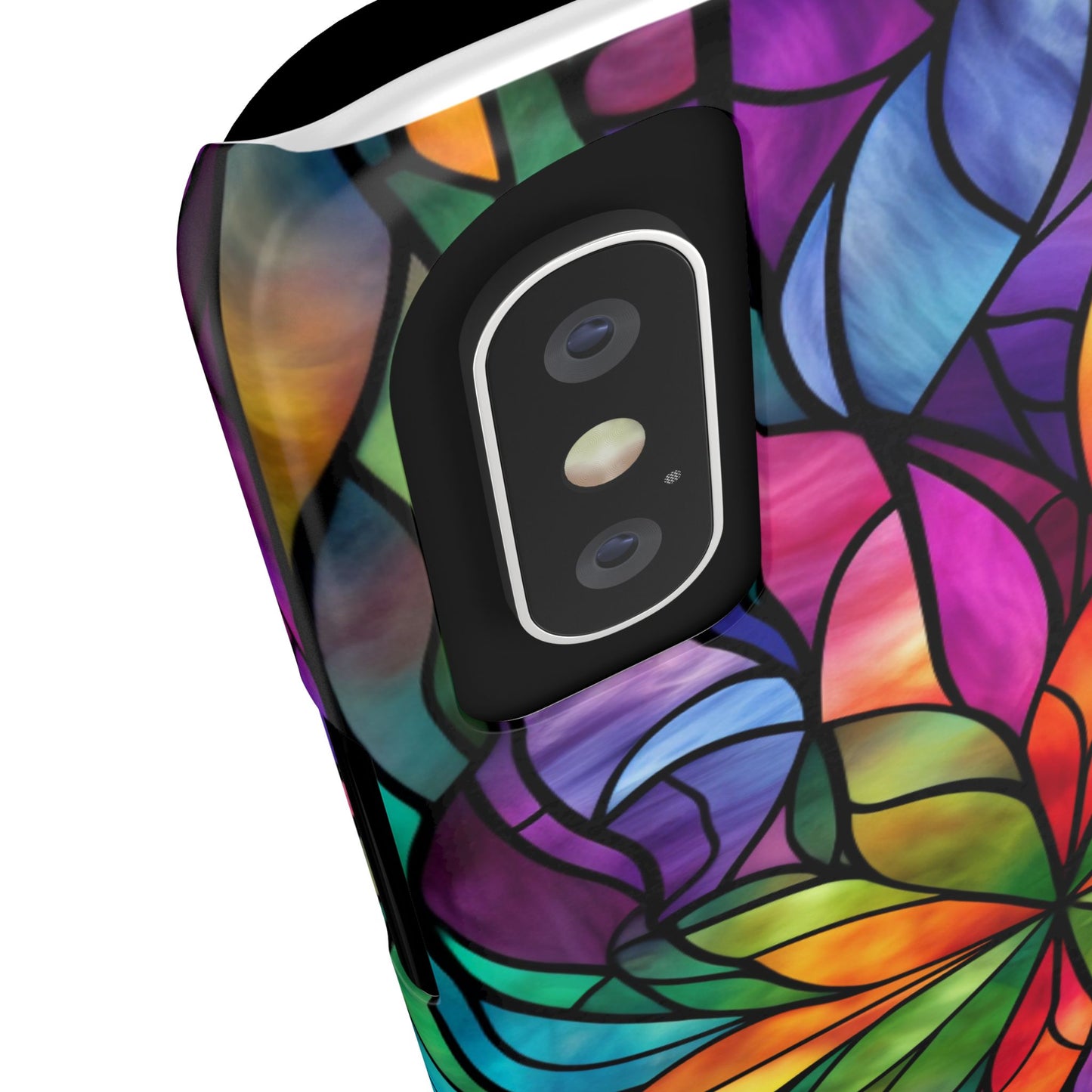 Vibrant Floral Slim Phone Cases, Colorful Cell Phone Cover, Stained Glass Design, Unique Gift for Her, Artistic Accessories, Phone Case