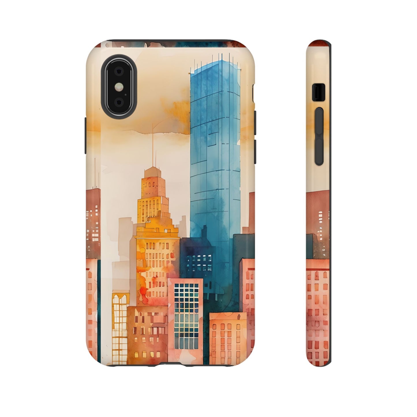 Boston Cityscape Tough Phone Case - Tropical Skyline Aesthetic, Sunset Beach Urban Art, Compatible with iPhone, Galaxy, and Google Phones