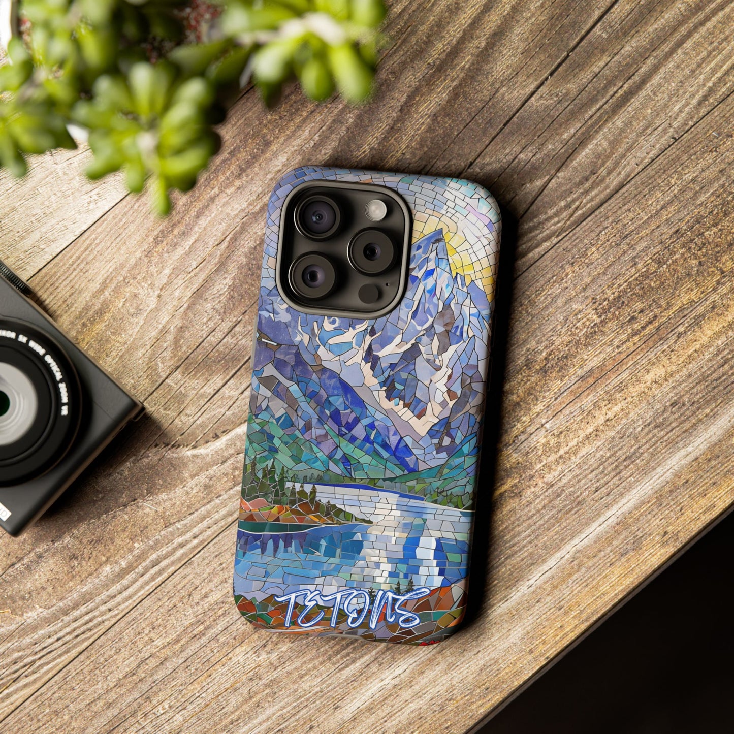 Grand Teton National Park Wyoming Phone Case, Mosaic Phone Case, Mountain Nature Art, National Park Gift, Scenic Forest Phone Cover