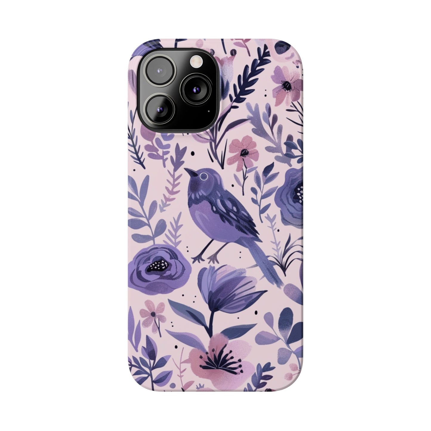 Floral Bird Slim Phone Case, Elegant Phone Cover, Cute Gift for Bird Lovers, Spring Vibes, Nature-Inspired
