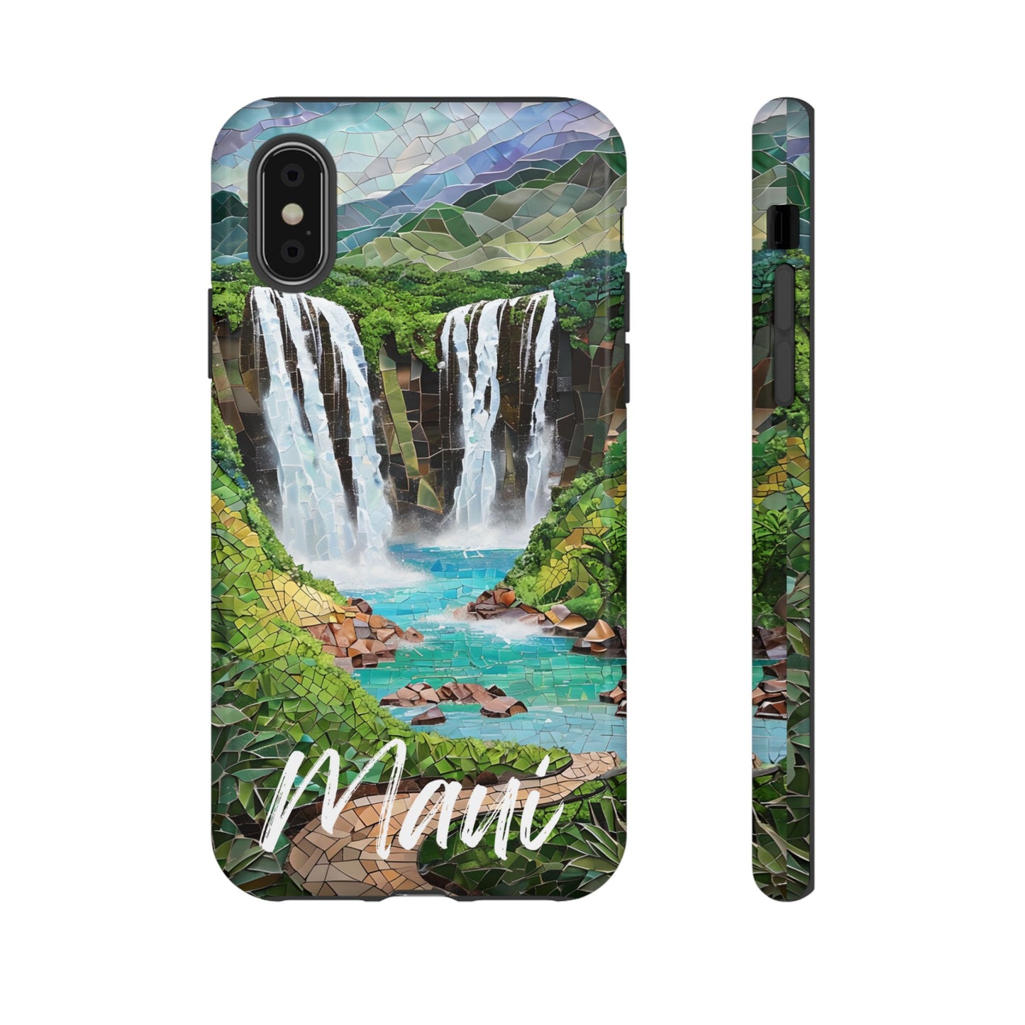 Haleakala National Park Phone Case, Mosaic Phone Case, Hawaii Nature Art National Park Gift Scenic Waterfall Phone Cover Landscape Aesthetic