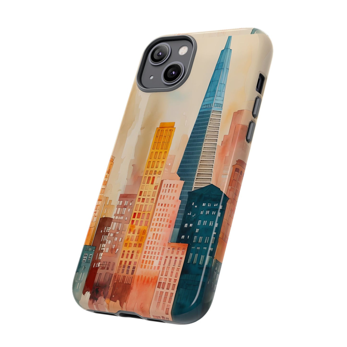 San Francisco Cityscape Tough Phone Case - Tropical Skyline Aesthetic, Sunset Beach Urban Art, Compatible with iPhone, Galaxy, and Google