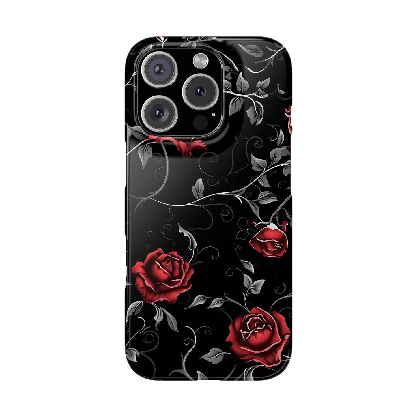 Elegant Floral Slim Phone Cases, Gothic Style Case, Rose Design Cover, Unique Gift for Her, Phone Accessories, Modern Chic