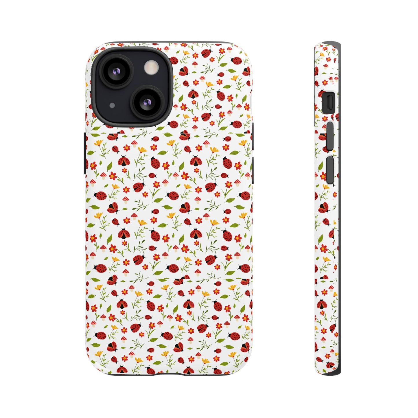 Ladybug Tough Phone Case - Cute Insect Aesthetic, Nature-Inspired Pattern Art, Compatible with iPhone, Galaxy, and Google Phones