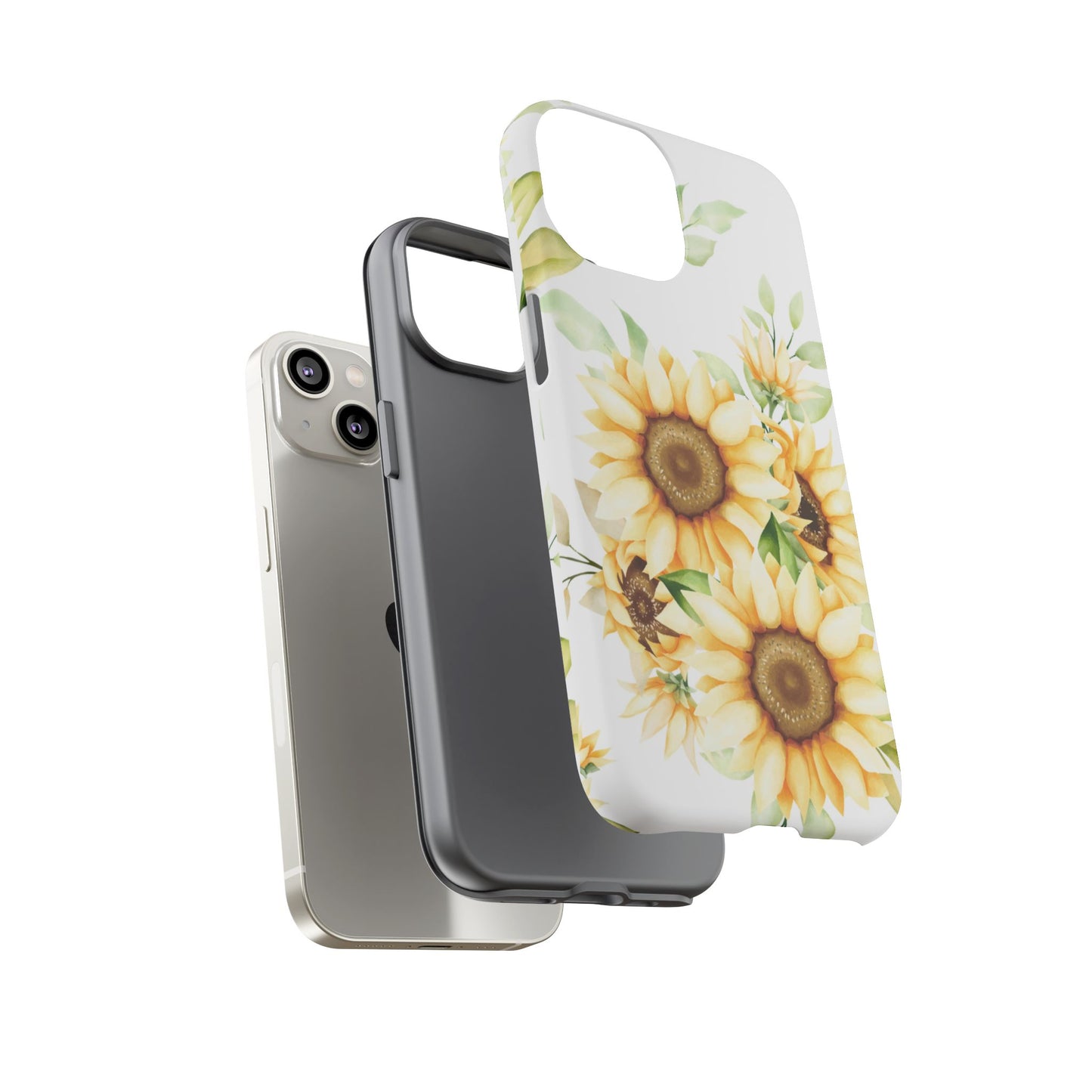 Sunflower Floral Tough Phone Case - Watercolor Botanical Art, Bright Nature Aesthetic, Compatible with iPhone, Galaxy, and Google Phones