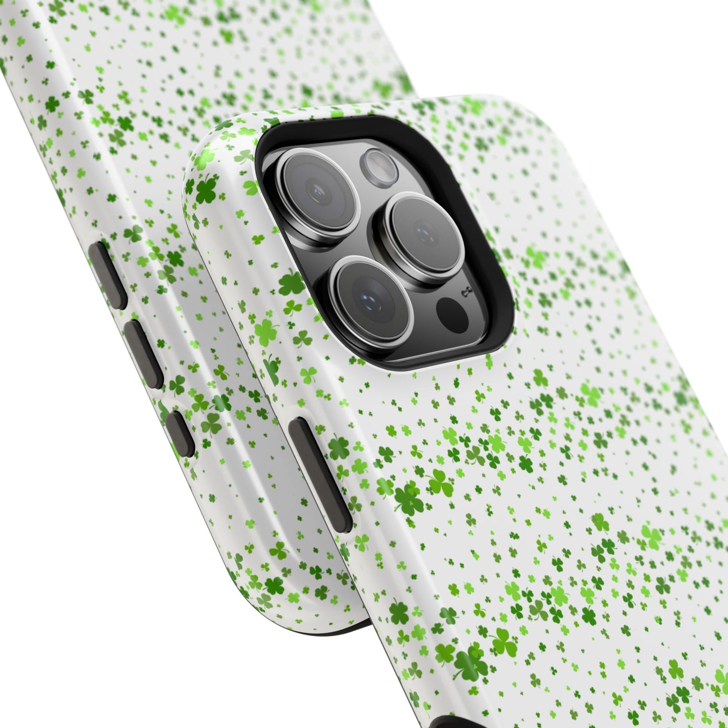 Shamrock Magnetic Phone Case, Minimal St Patricks Day Clover Pattern, Irish Green Compatible with iPhone 17, 16, 15, 14, 13