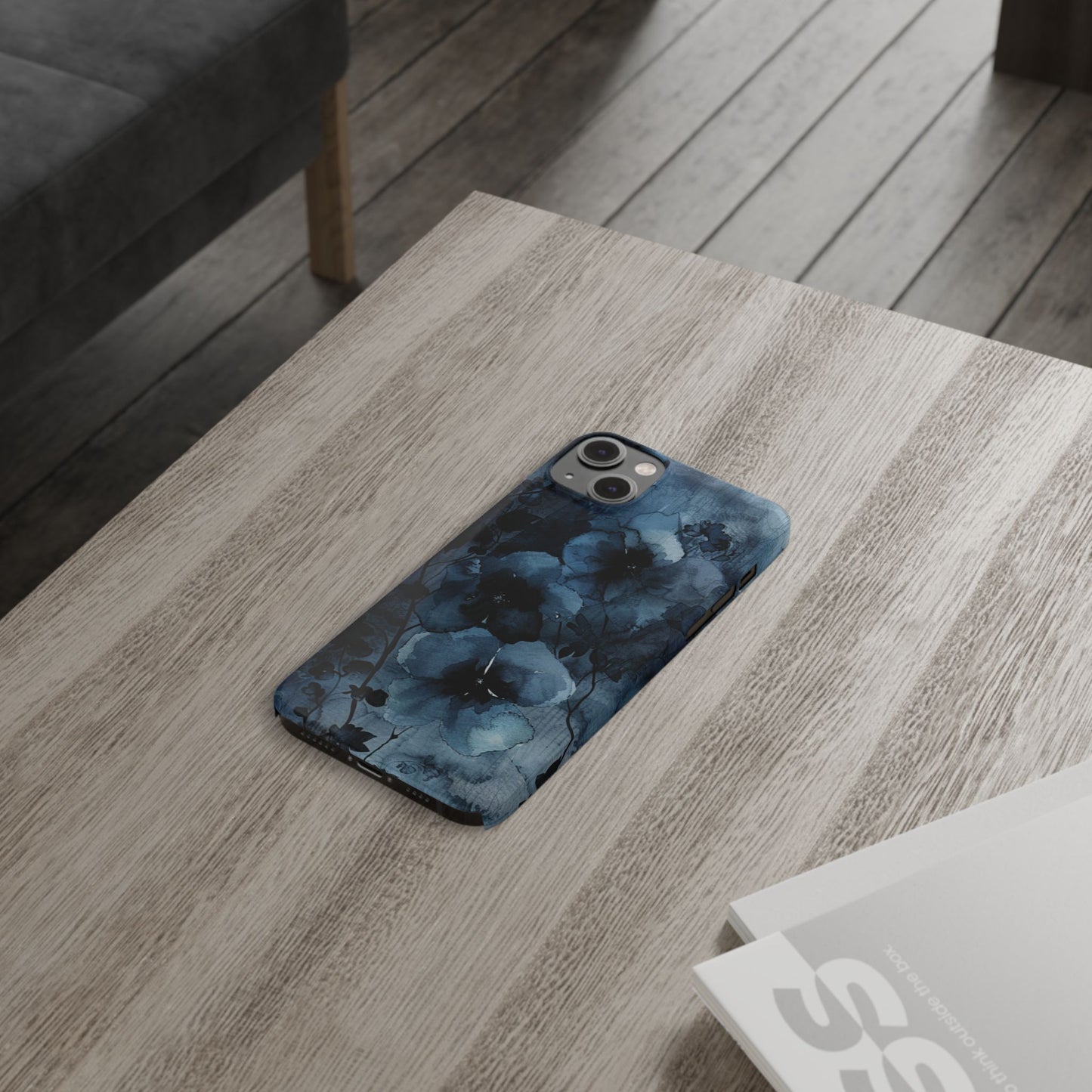 Elegant Floral Slim Phone Cases | Trendy Phone Cover, Blue Flower Design, Gift for Her, Stylish Mobile Case, Floral Accessories