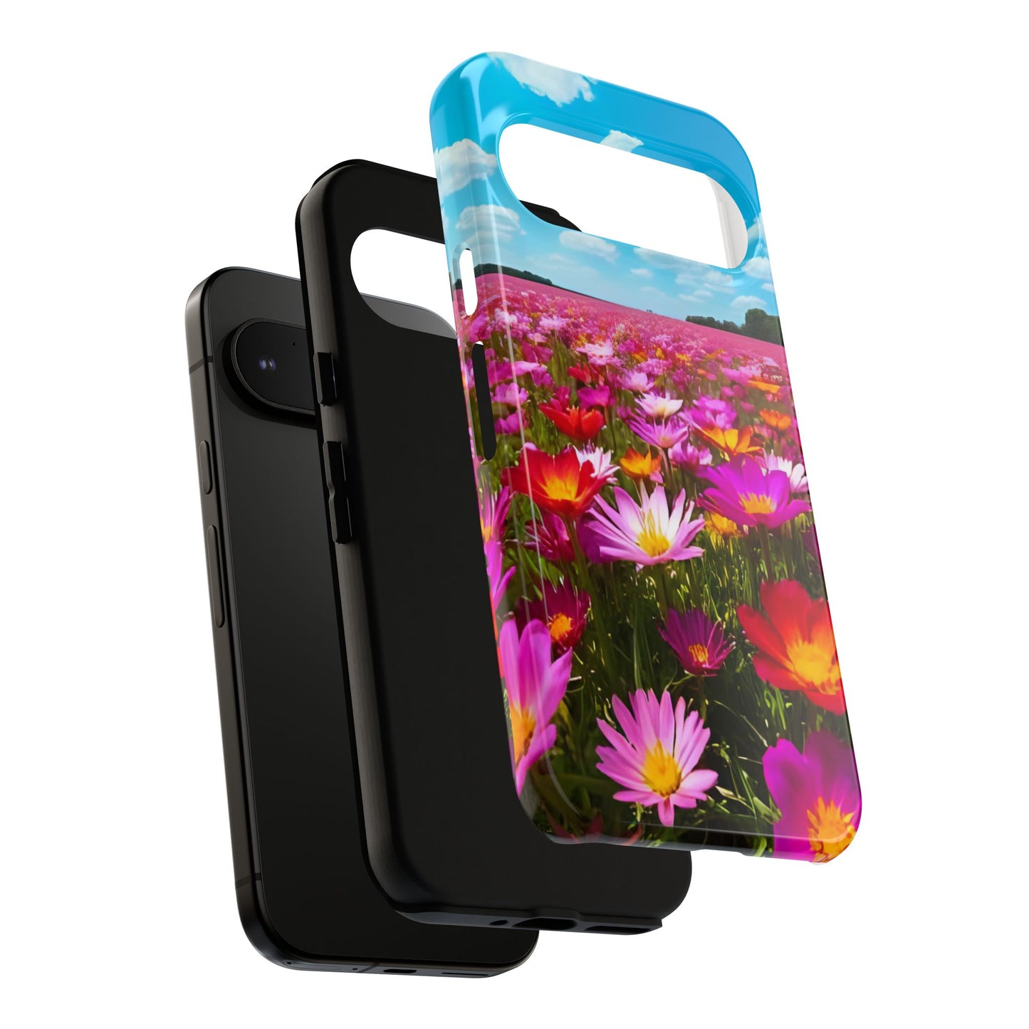 Flower Field Tough Phone Case - Wildflower Meadow Print, Colorful Nature Aesthetic, Compatible with iPhone, Galaxy, and Google Phones