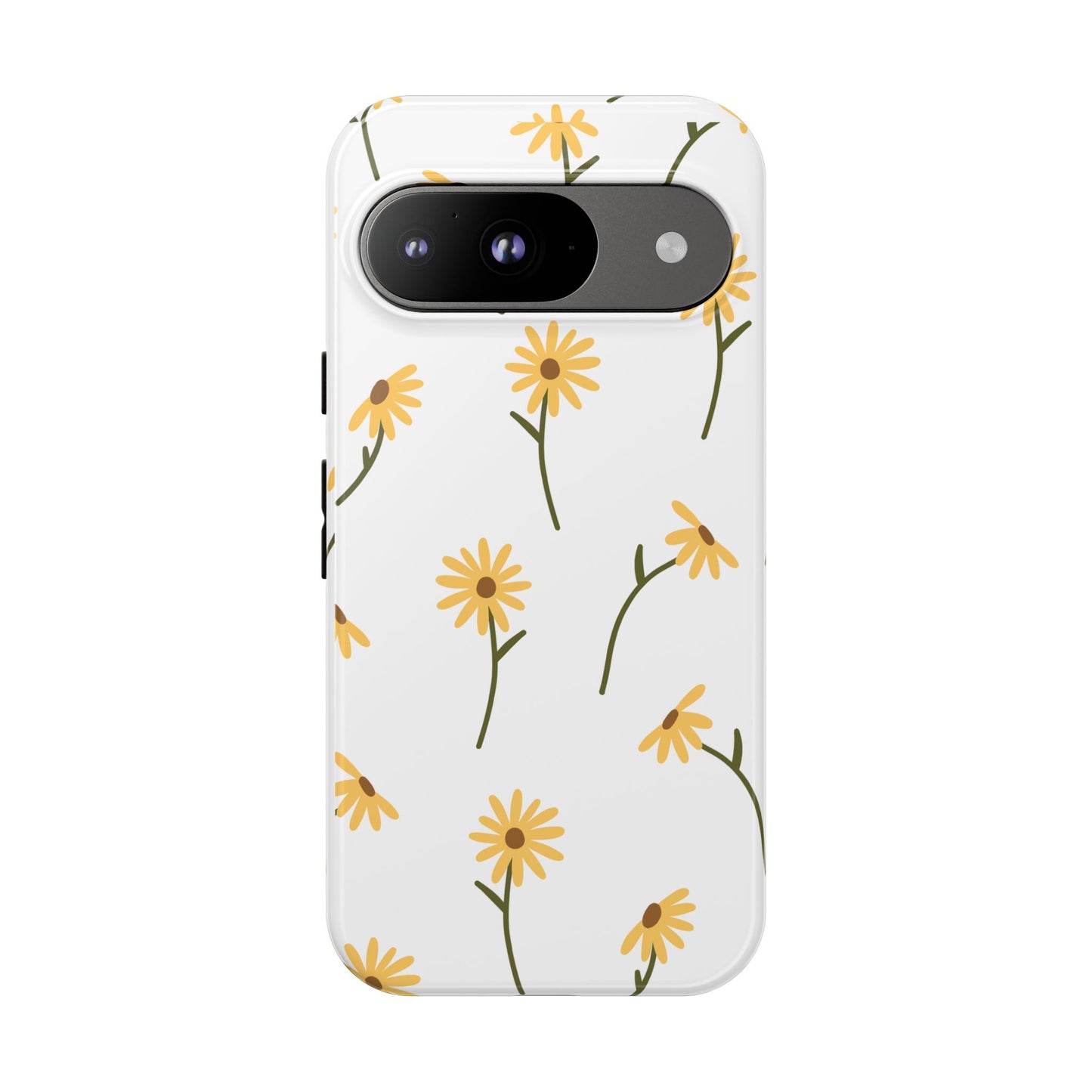 Sunflower Floral Tough Phone Case - Minimal Daisy-Inspired Print, Simple Botanical Aesthetic, Compatible with iPhone, Galaxy, and Google