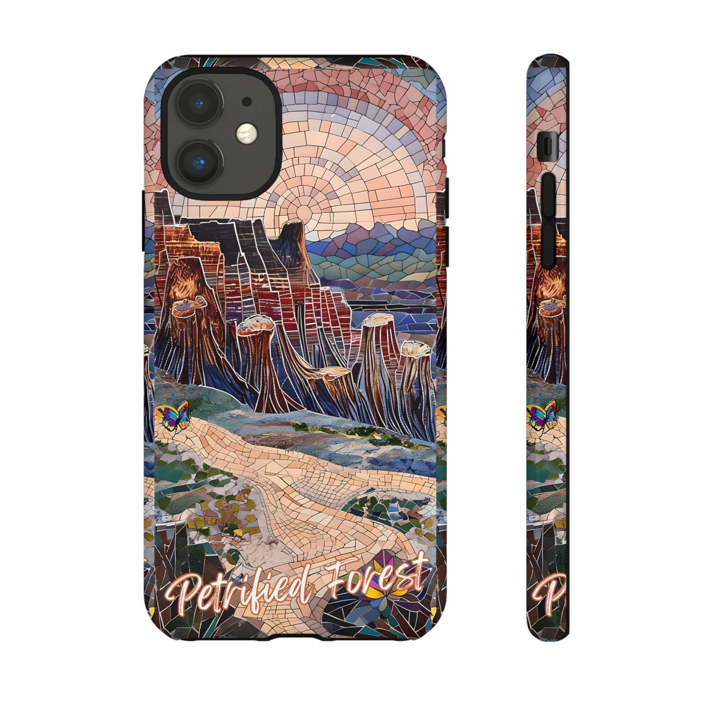 Petrified Forest Mosaic Tough Phone Case, Scenic Rock Formation Design, Nature Aesthetic, Compatible with iPhone, Galaxy, and Google Phones