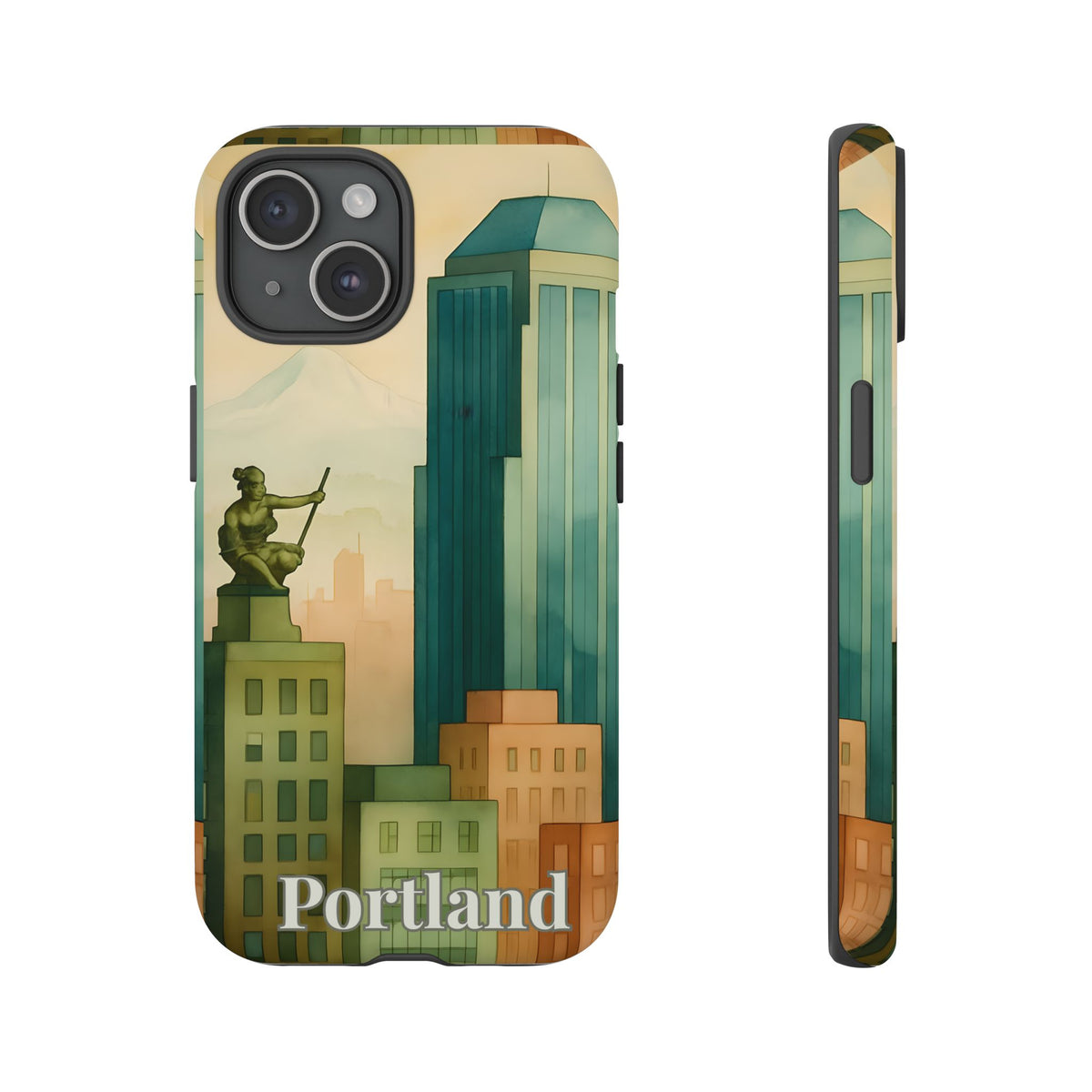 Portland Cityscape Phone Case • Urban Skyline Art Tough Case • Watercolor City Aesthetic • Gift for Travelers • Compatible with iPhone, Galaxy, Google