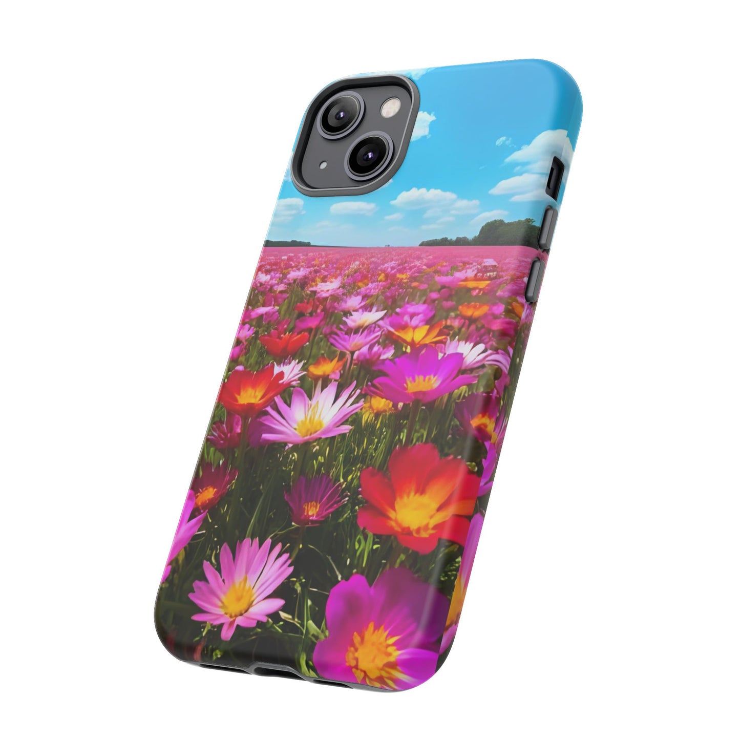 Flower Field Tough Phone Case - Wildflower Meadow Print, Colorful Nature Aesthetic, Compatible with iPhone, Galaxy, and Google Phones