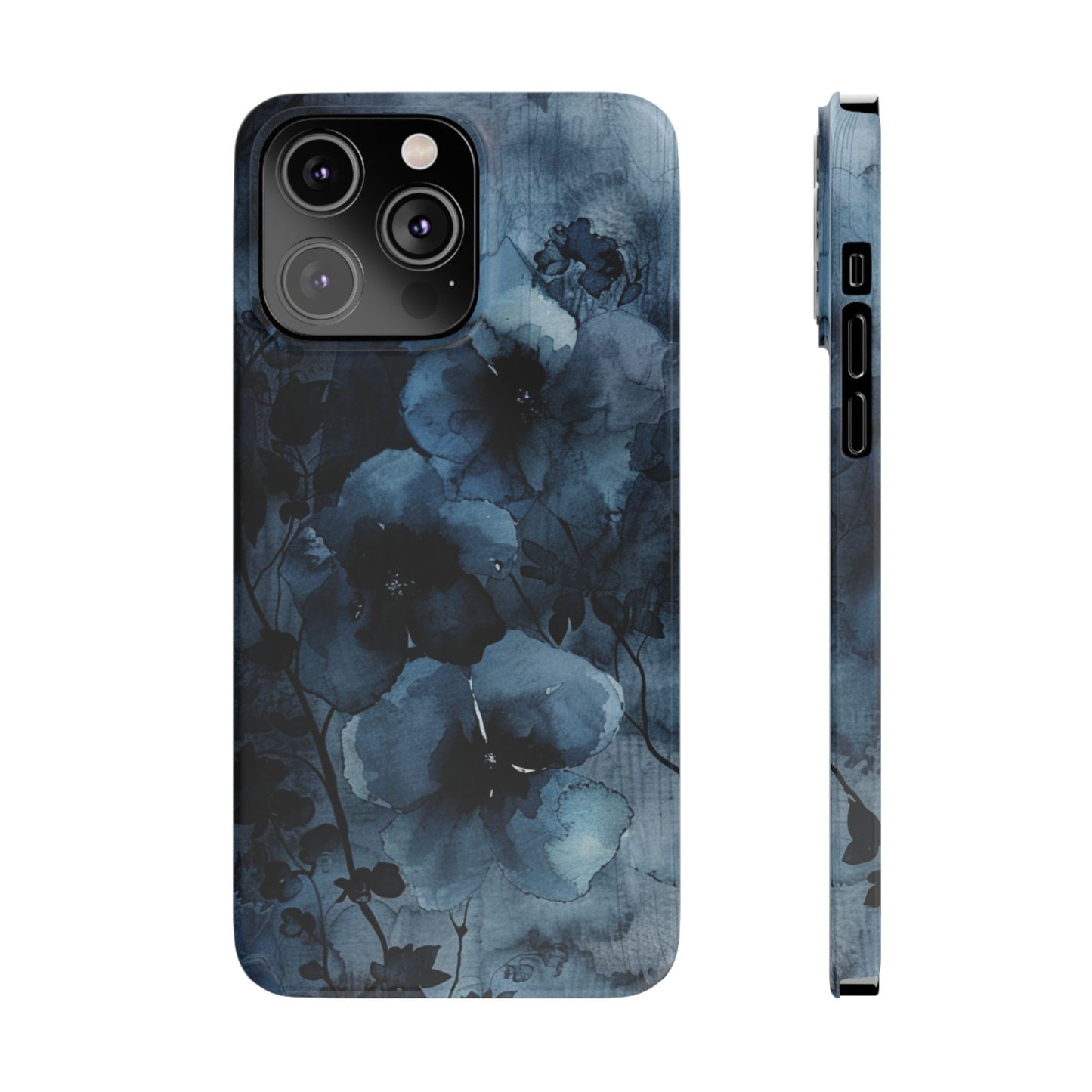 Elegant Floral Slim Phone Cases | Trendy Phone Cover, Blue Flower Design, Gift for Her, Stylish Mobile Case, Floral Accessories