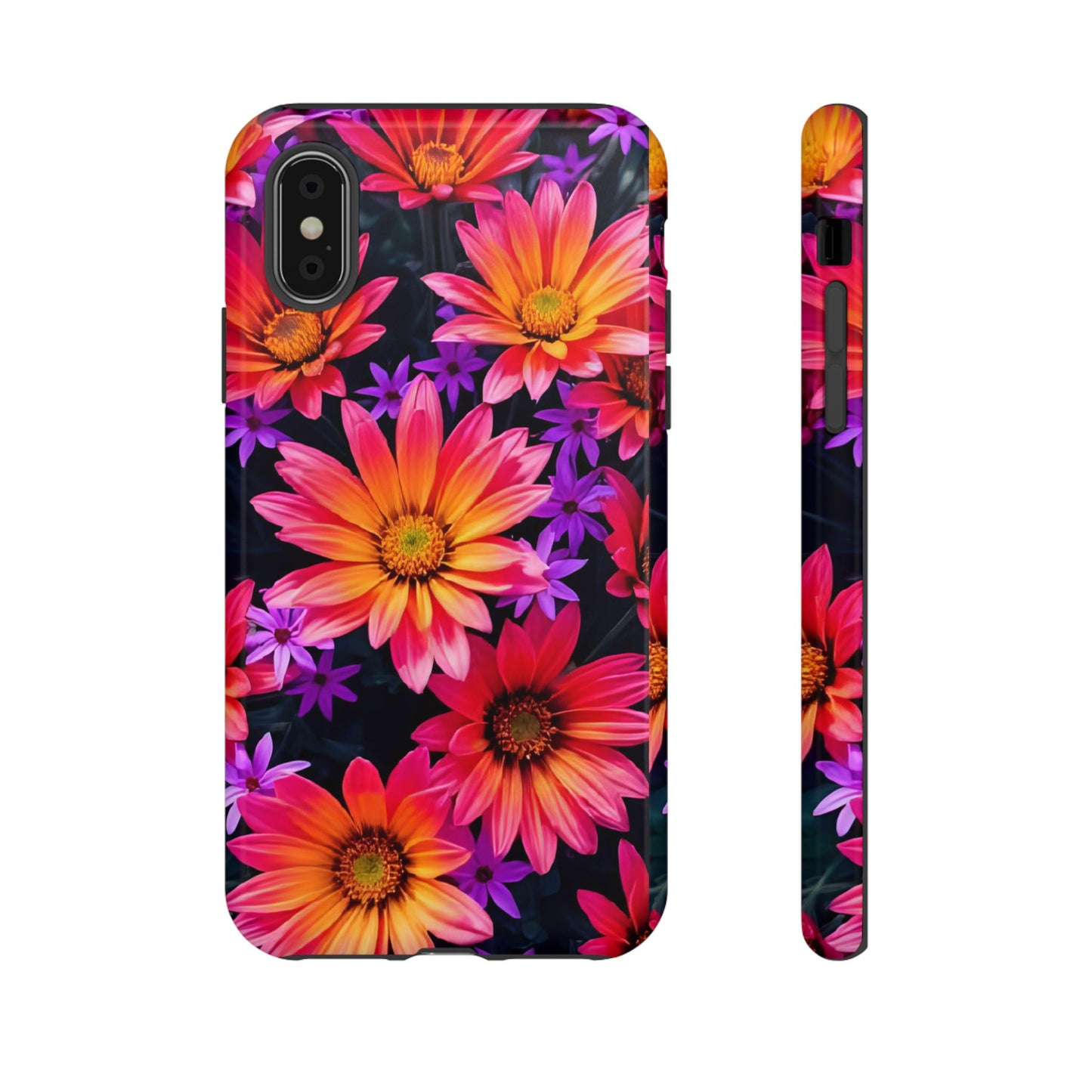 Bold Garden Flower Tough Phone Case - Colorful Floral Print, Bright Botanical Aesthetic, Compatible with iPhone, Galaxy, and Google Phones