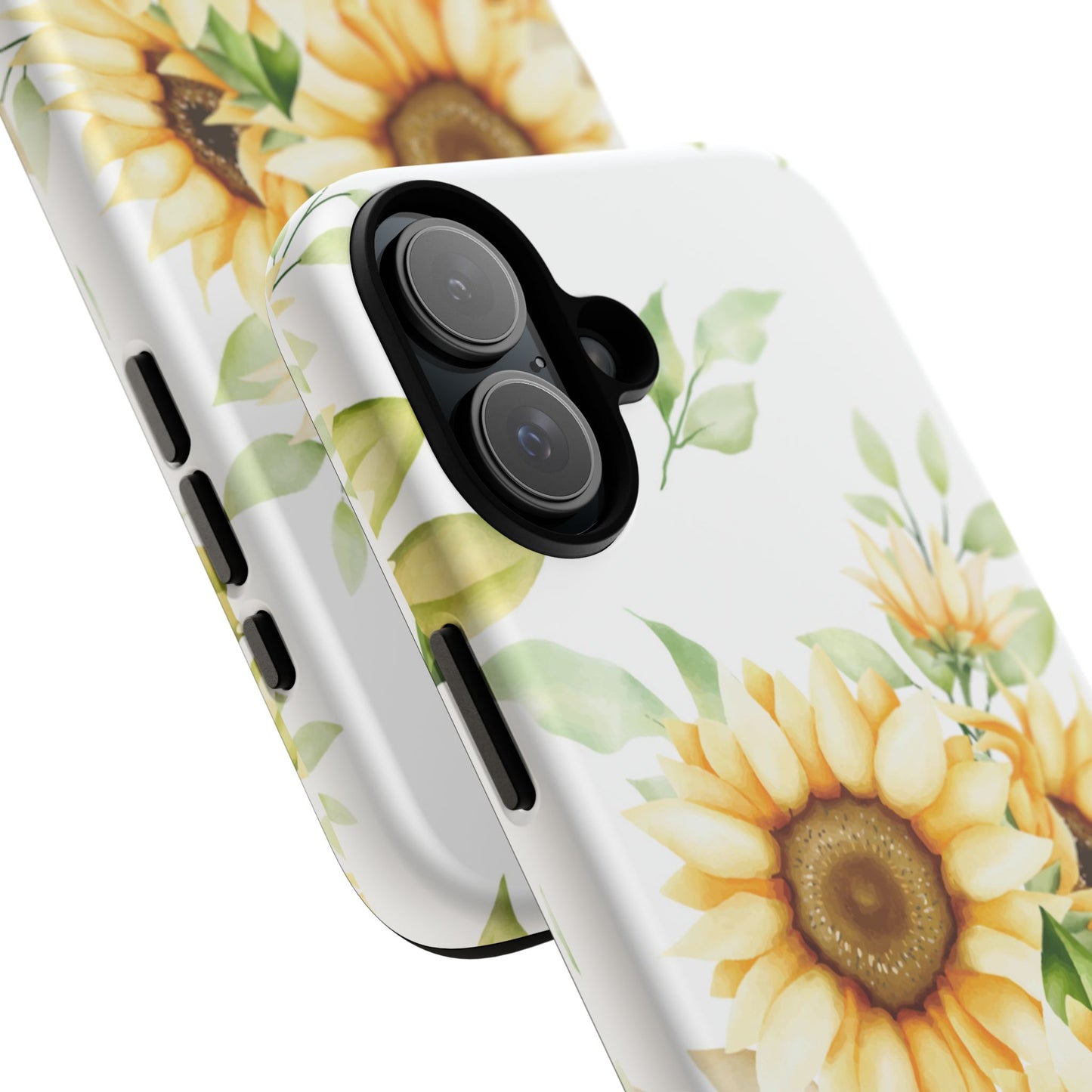 Sunflower Floral Tough Phone Case - Watercolor Botanical Art, Bright Nature Aesthetic, Compatible with iPhone, Galaxy, and Google Phones