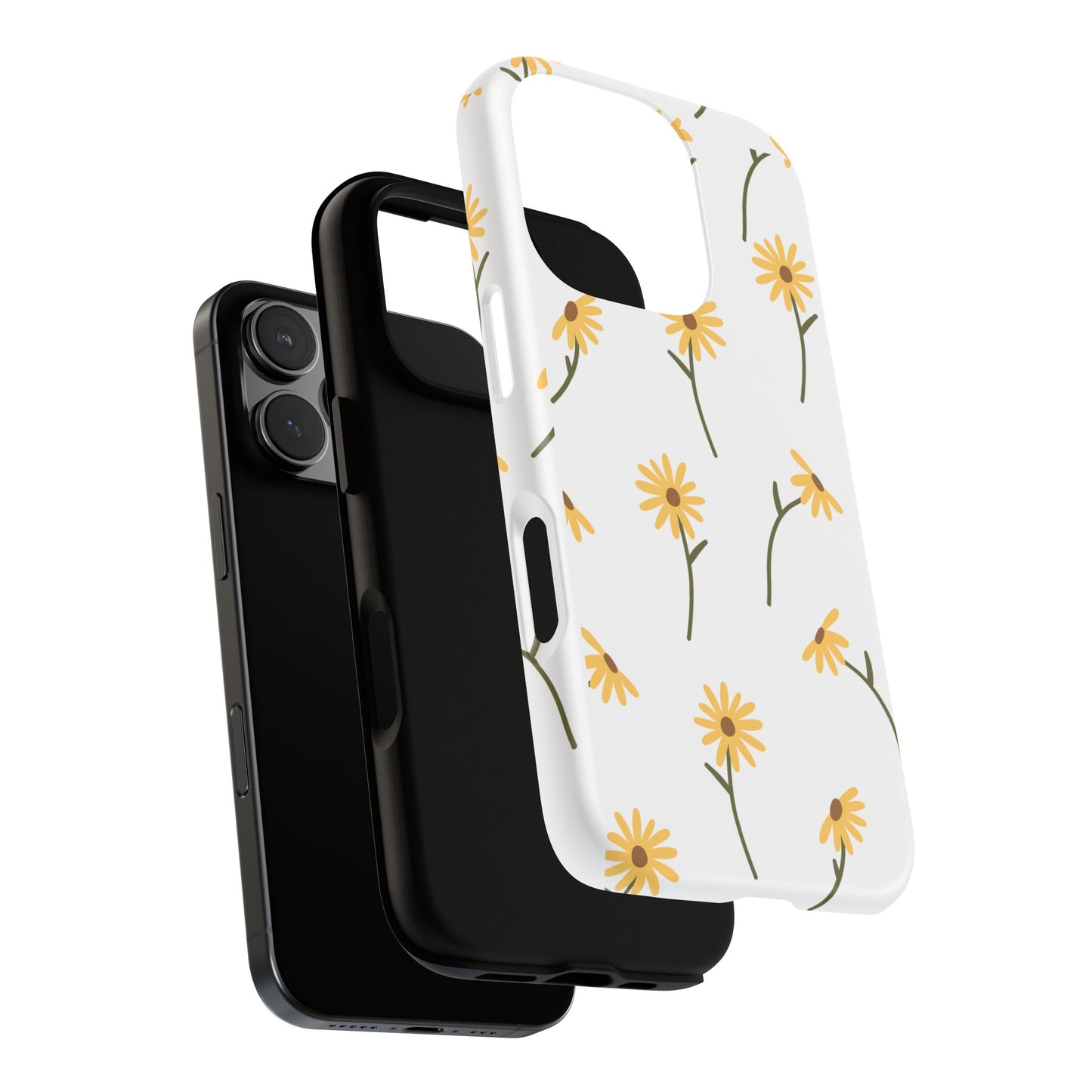 Sunflower Floral Tough Phone Case - Minimal Daisy-Inspired Print, Simple Botanical Aesthetic, Compatible with iPhone, Galaxy, and Google