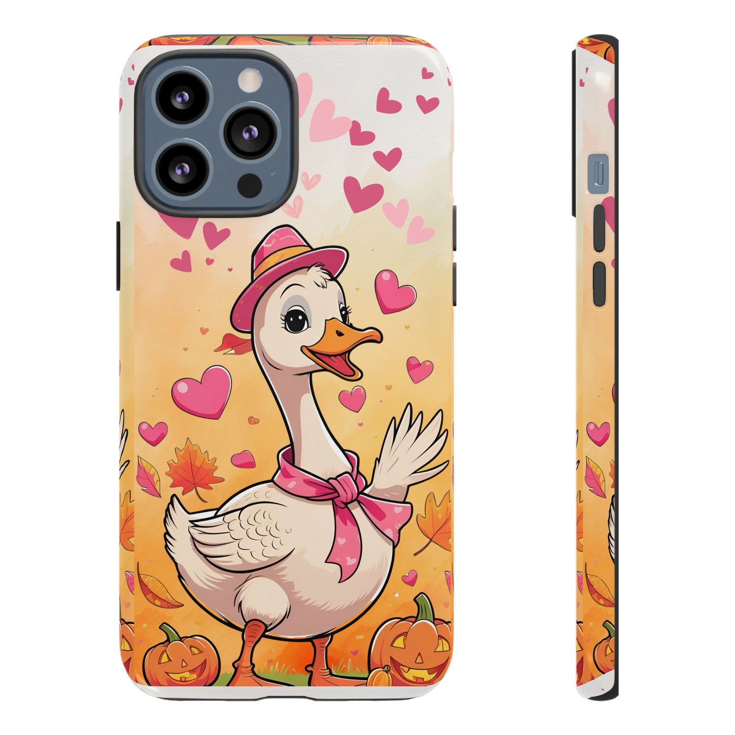Summerween Silly Goose Phone Case, Coquette Halloween Phone Cover, Cozy Cute Halloween Aesthetic Case, Pink Hearts Fall Glam Girl Accessory