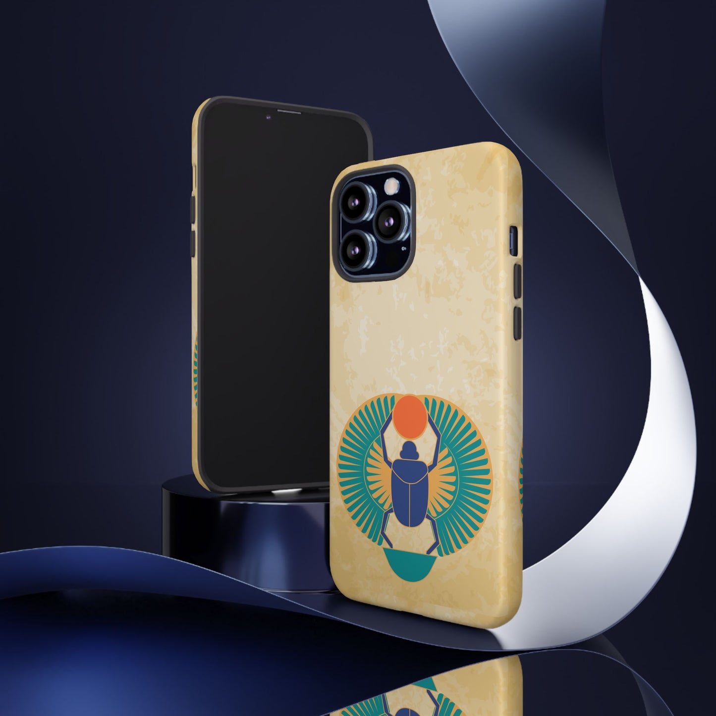 Ancient Egyptian Scarab Beetle Tough Phone Case - Symbol of Rebirth Design, Mythological Art, Compatible with iPhone, Galaxy, and Google