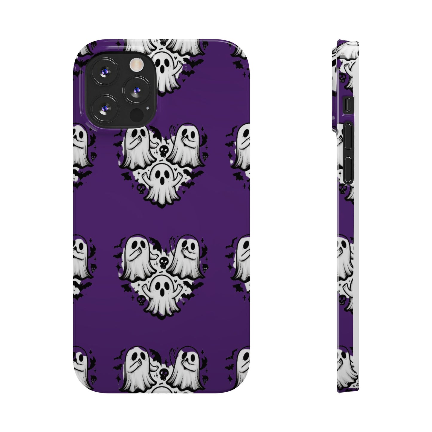 Cute Ghost Heart Slim Phone Case, Creepy Cute Spooky Heart Print, Goth Coquette Aesthetic Spooky Accessories, Halloween Gift Case