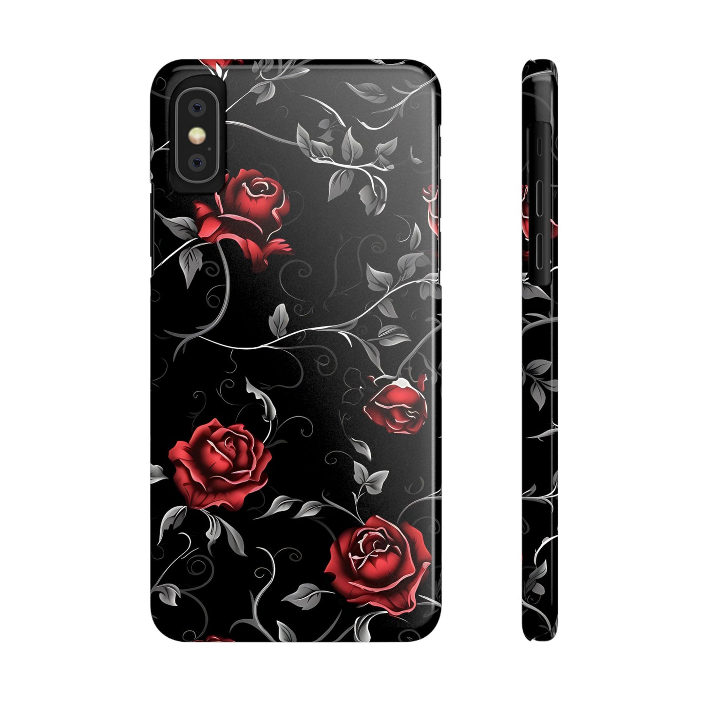 Elegant Floral Slim Phone Cases, Gothic Style Case, Rose Design Cover, Unique Gift for Her, Phone Accessories, Modern Chic