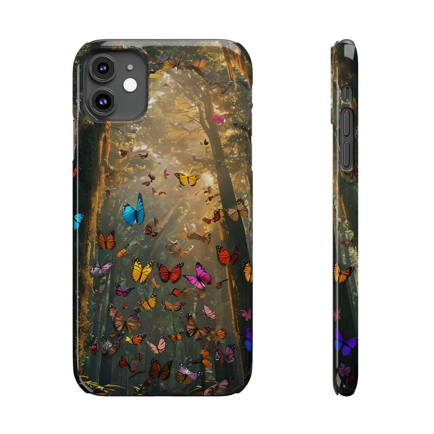 Butterfly Forest Slim Phone Cases - Nature Inspired, Colorful Phone Cover, Eco-Friendly Gift, Butterfly Lovers, Floral Design, Outdoor Vibe