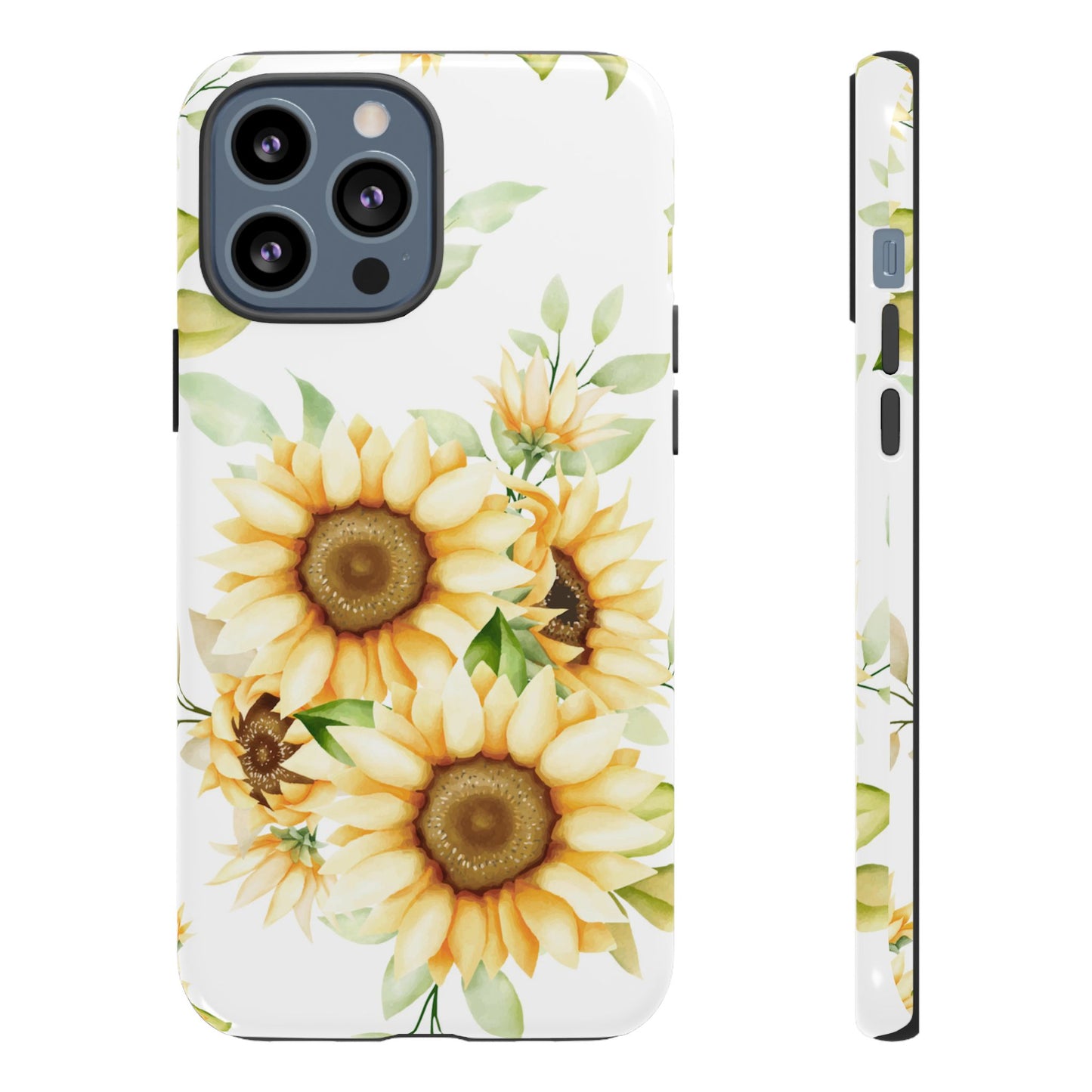 Sunflower Floral Tough Phone Case - Watercolor Botanical Art, Bright Nature Aesthetic, Compatible with iPhone, Galaxy, and Google Phones