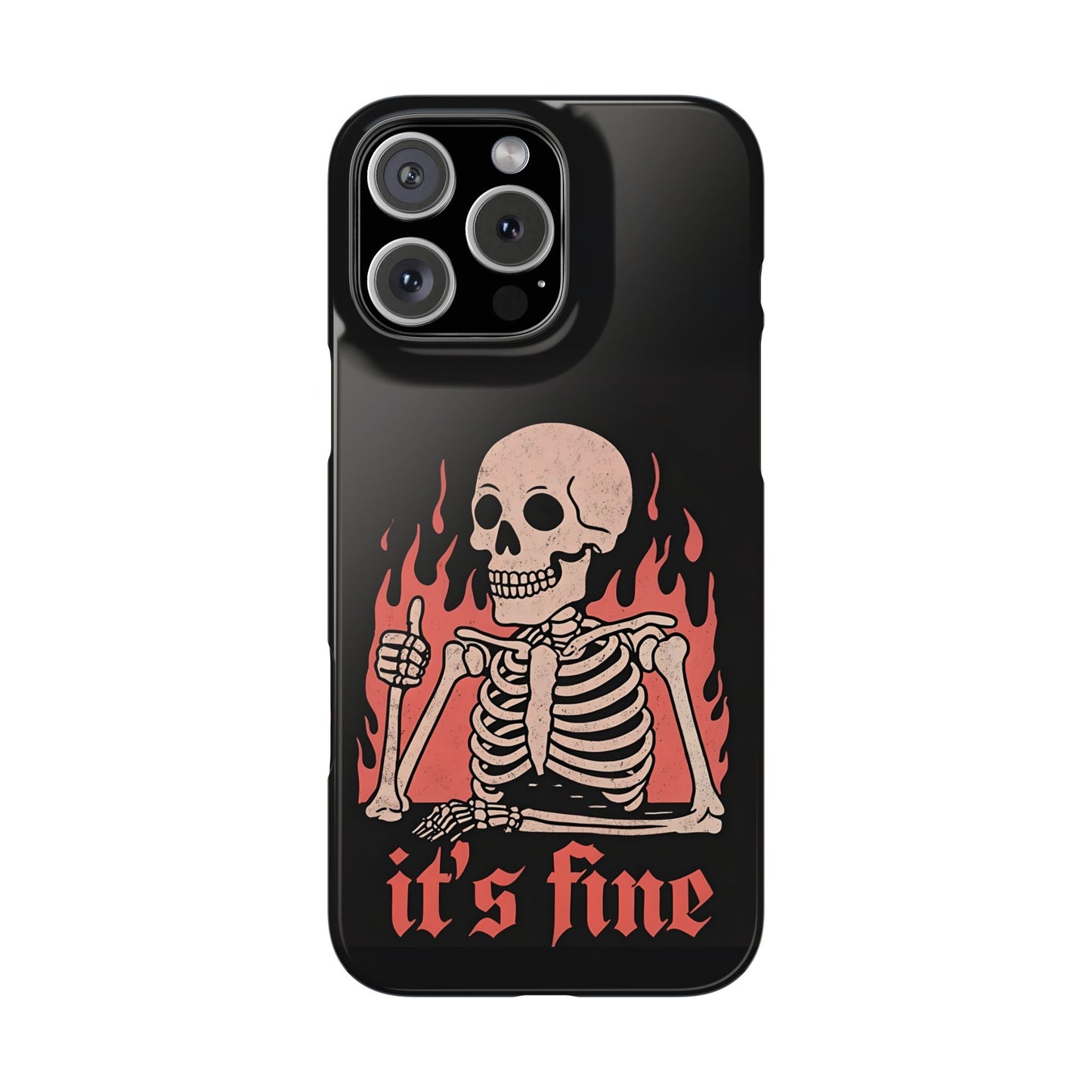 Skeleton It's Fine Phone Case, Slim Phone Cover, Halloween Gift, Gothic Style, Quirky Phone Accessories, Unique Slim Cases