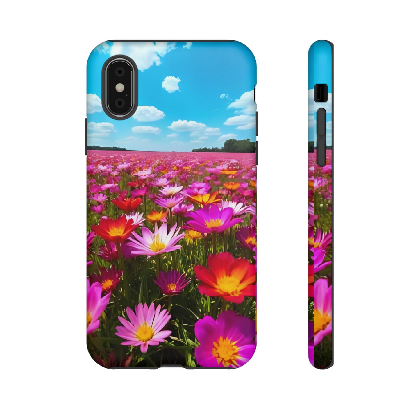 Flower Field Tough Phone Case - Wildflower Meadow Print, Colorful Nature Aesthetic, Compatible with iPhone, Galaxy, and Google Phones