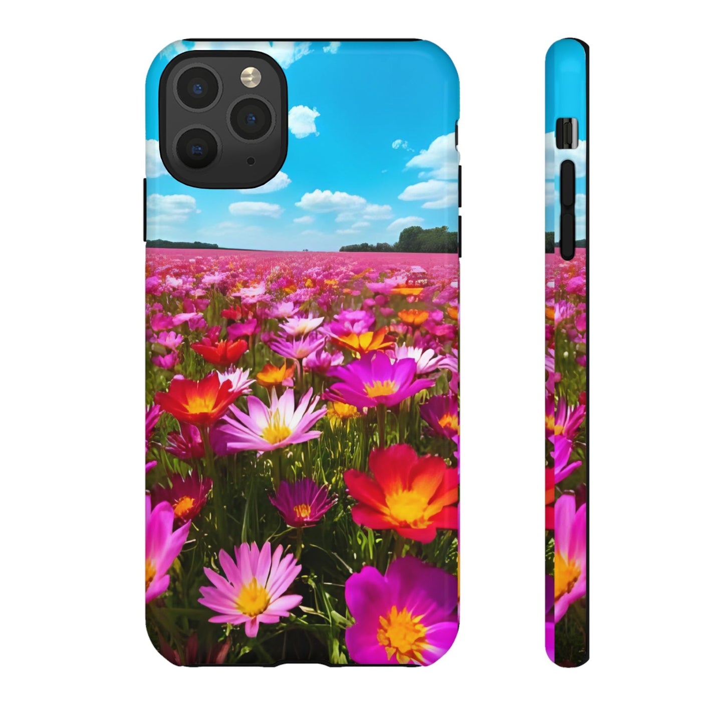 Flower Field Tough Phone Case - Wildflower Meadow Print, Colorful Nature Aesthetic, Compatible with iPhone, Galaxy, and Google Phones