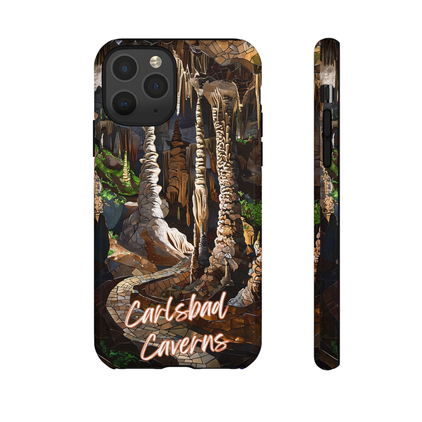 Carlsbad Caverns Mosaic Tough Phone Case, Cave Landscape Art, Moody Nature Aesthetic, Compatible with iPhone, Galaxy, and Google Phones