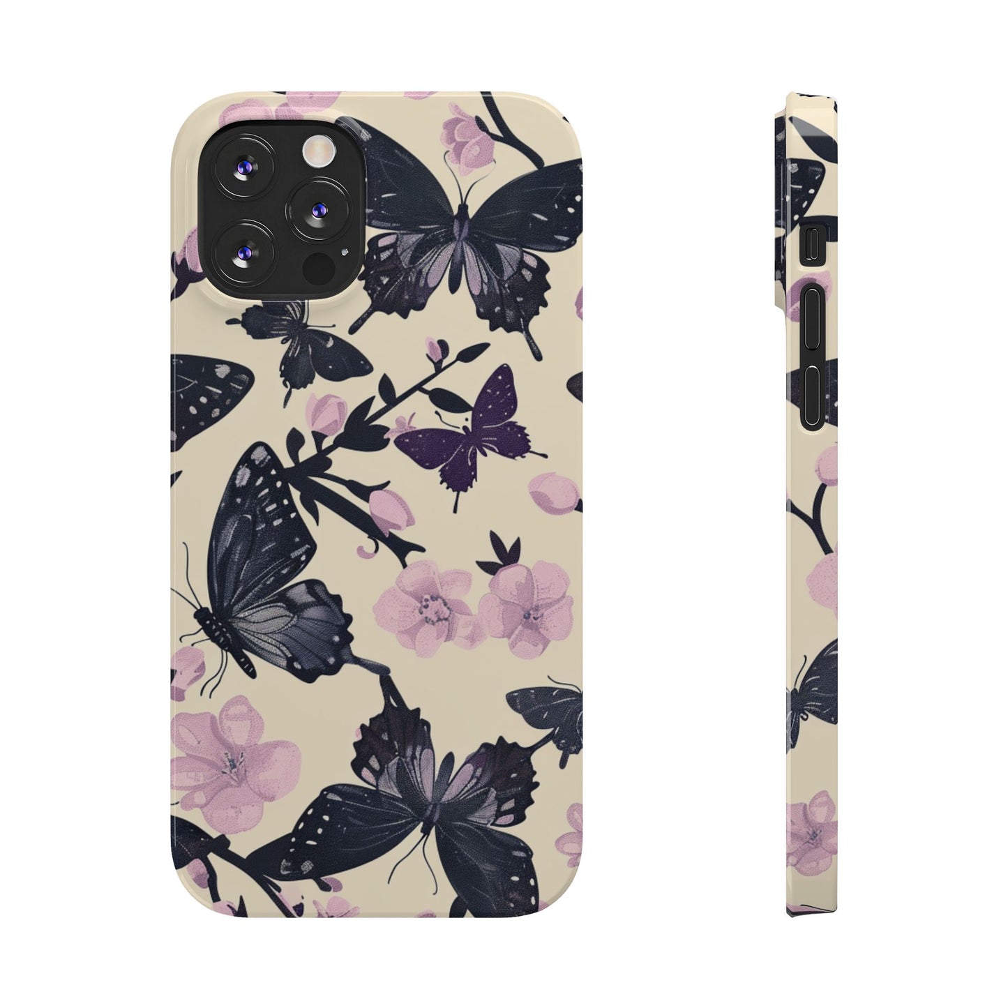 Butterfly Floral Slim Phone Cases, Elegant Butterfly Design, Nature Lover Gift, Phone Accessory, Stylish Cases for Women