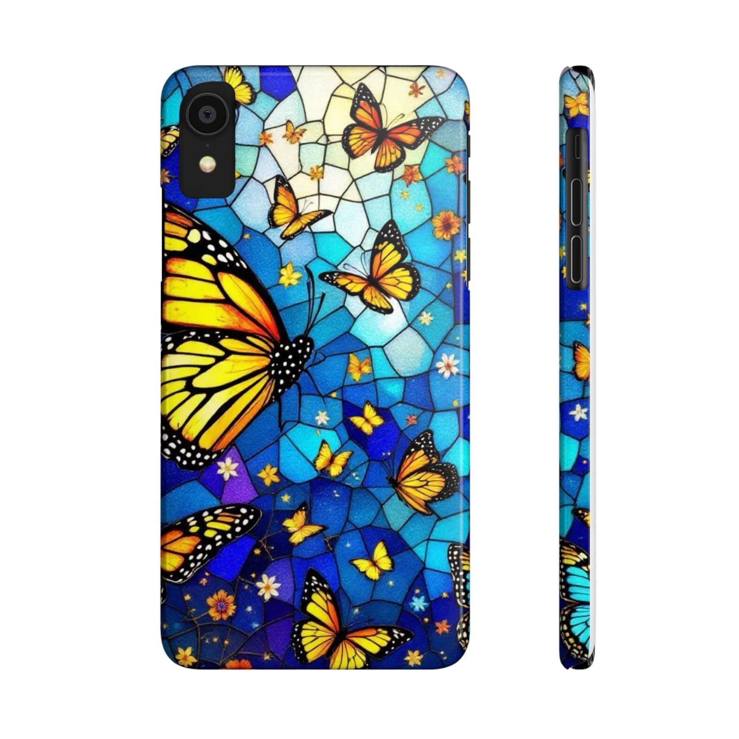 Butterfly Garden Slim Phone Case - Colorful Floral Design, Gift for Nature Lovers, Birthday Surprise, Eco-Friendly, Summer Vibes