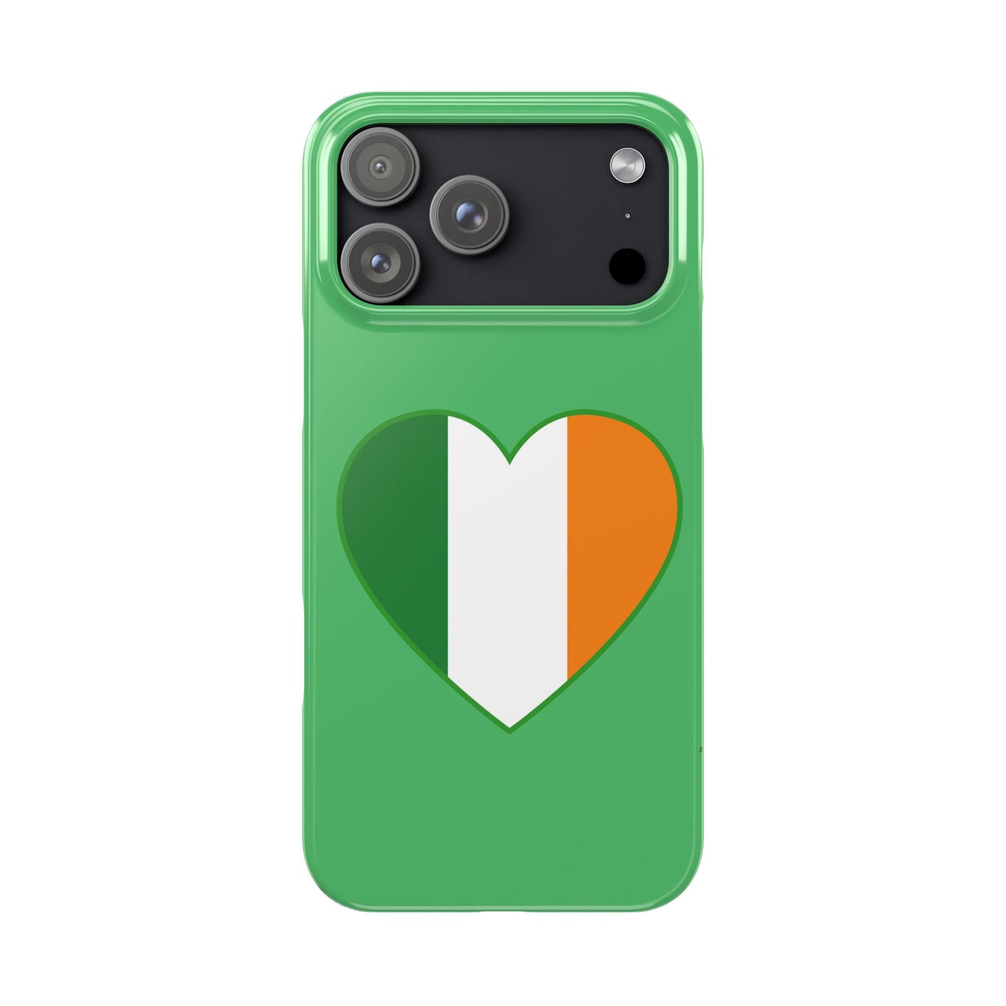 Ireland Heart Flag Slim Phone Case, St. Patrick Design Phone Cover, Compatible with iPhone 17, 16, 15, 14, 13, 12, 11