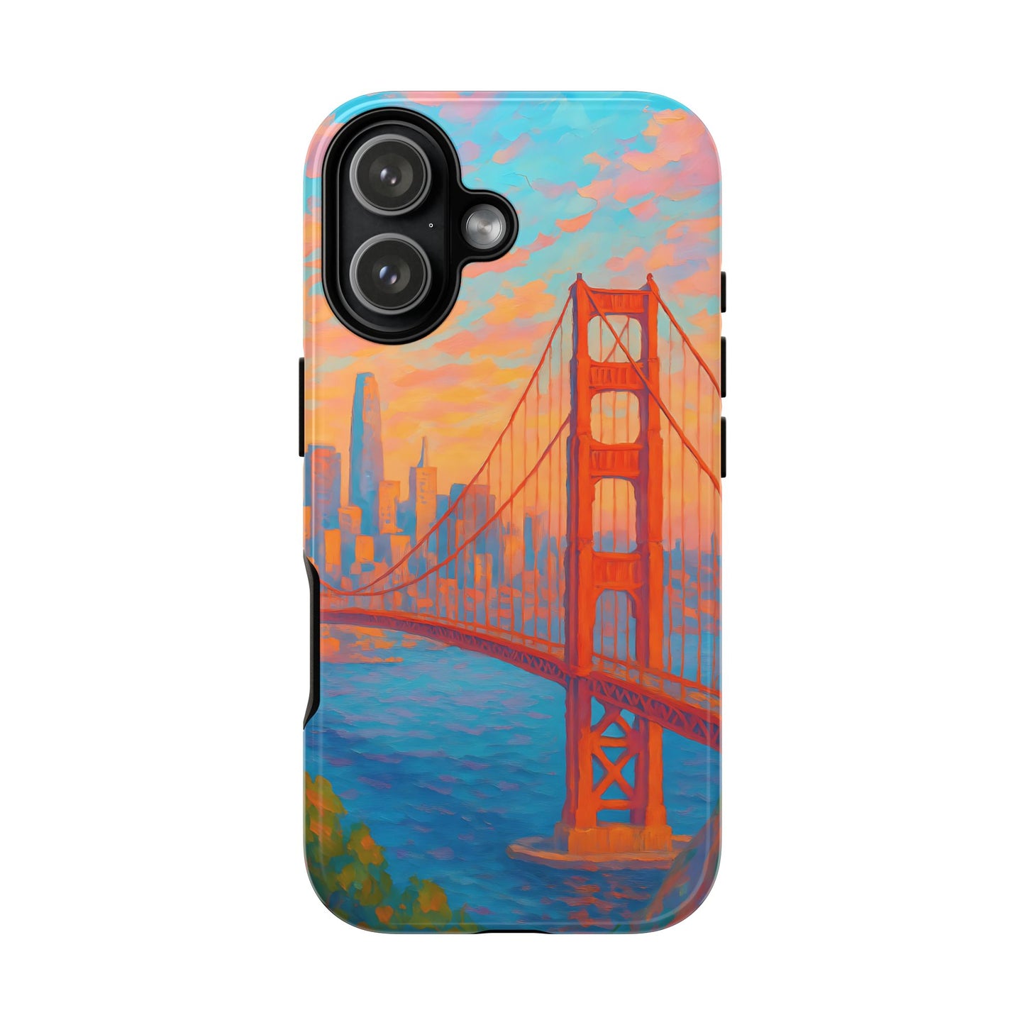 Cityscape Tough Phone Case, San Francisco Skyline Phone Cover, Sunset Glow Design Compatible with iPhone, Galaxy & Google