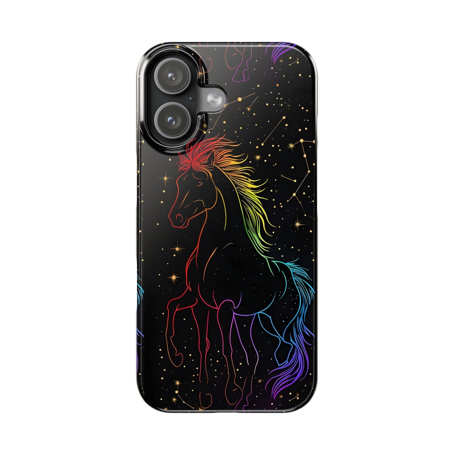 Year of the Horse Neon Art Slim Phone Case, Chinese Zodiac 2026 Design, compatible with iPhone 17 16 15 14 13 12 11