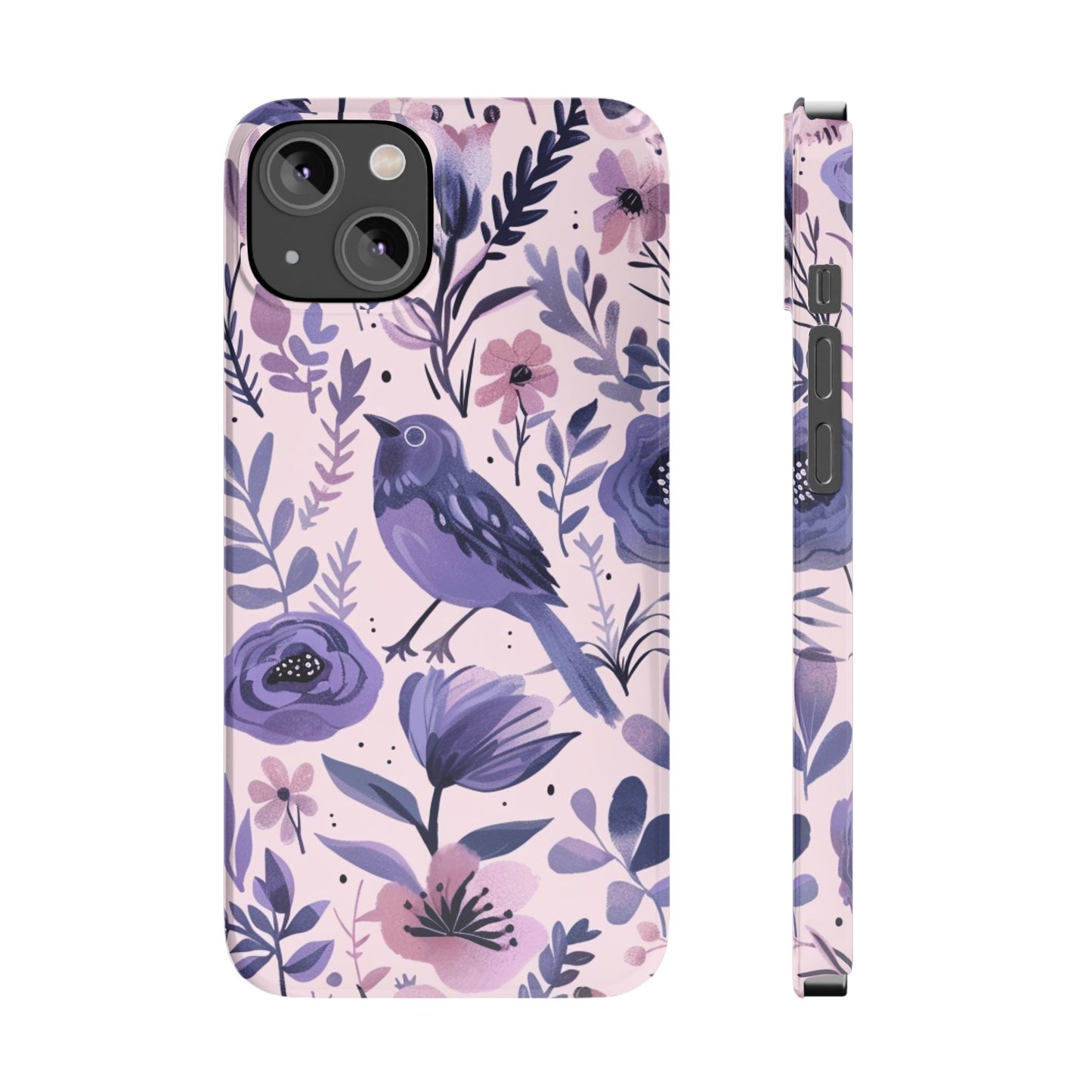 Floral Bird Slim Phone Case, Elegant Phone Cover, Cute Gift for Bird Lovers, Spring Vibes, Nature-Inspired