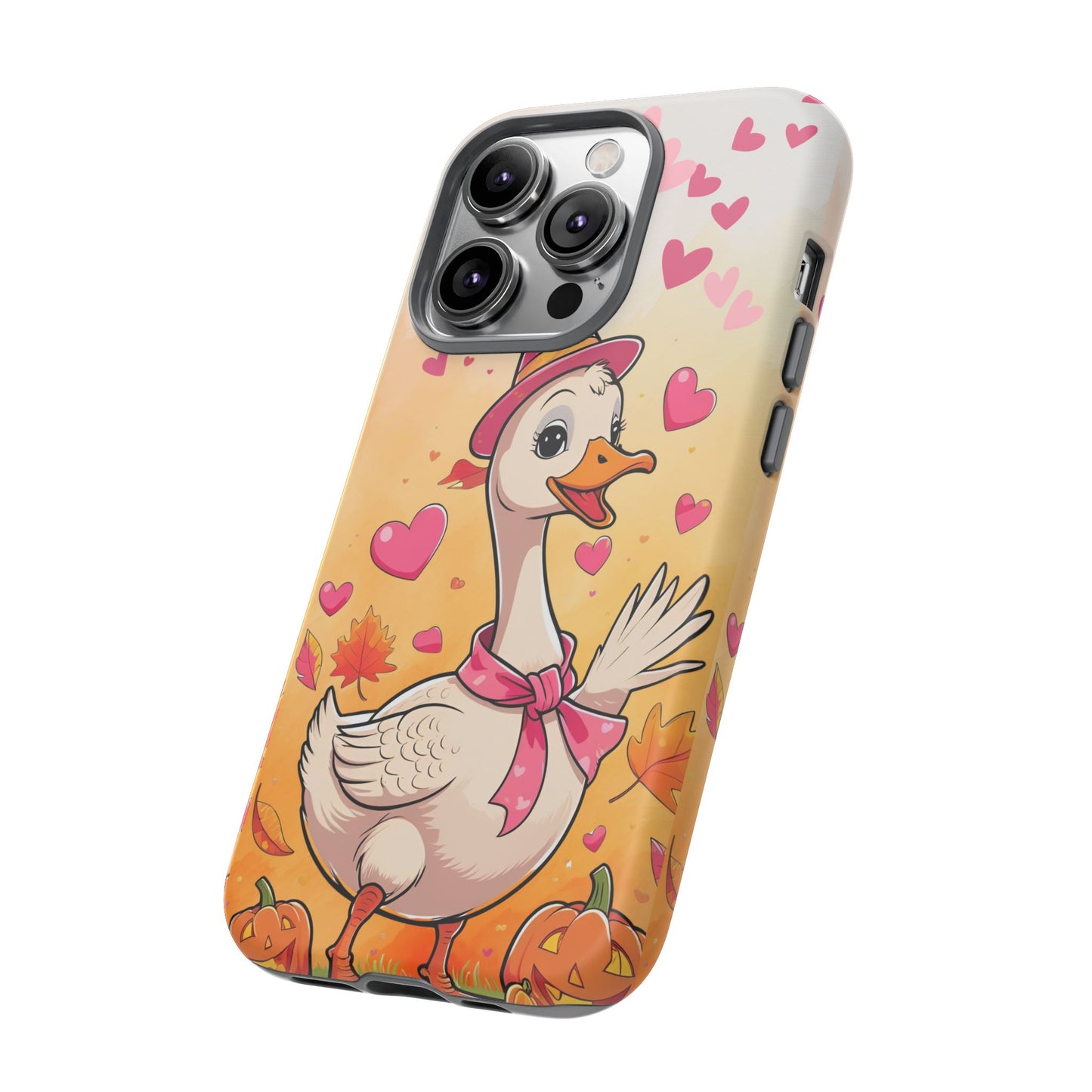 Summerween Silly Goose Phone Case, Coquette Halloween Phone Cover, Cozy Cute Halloween Aesthetic Case, Pink Hearts Fall Glam Girl Accessory