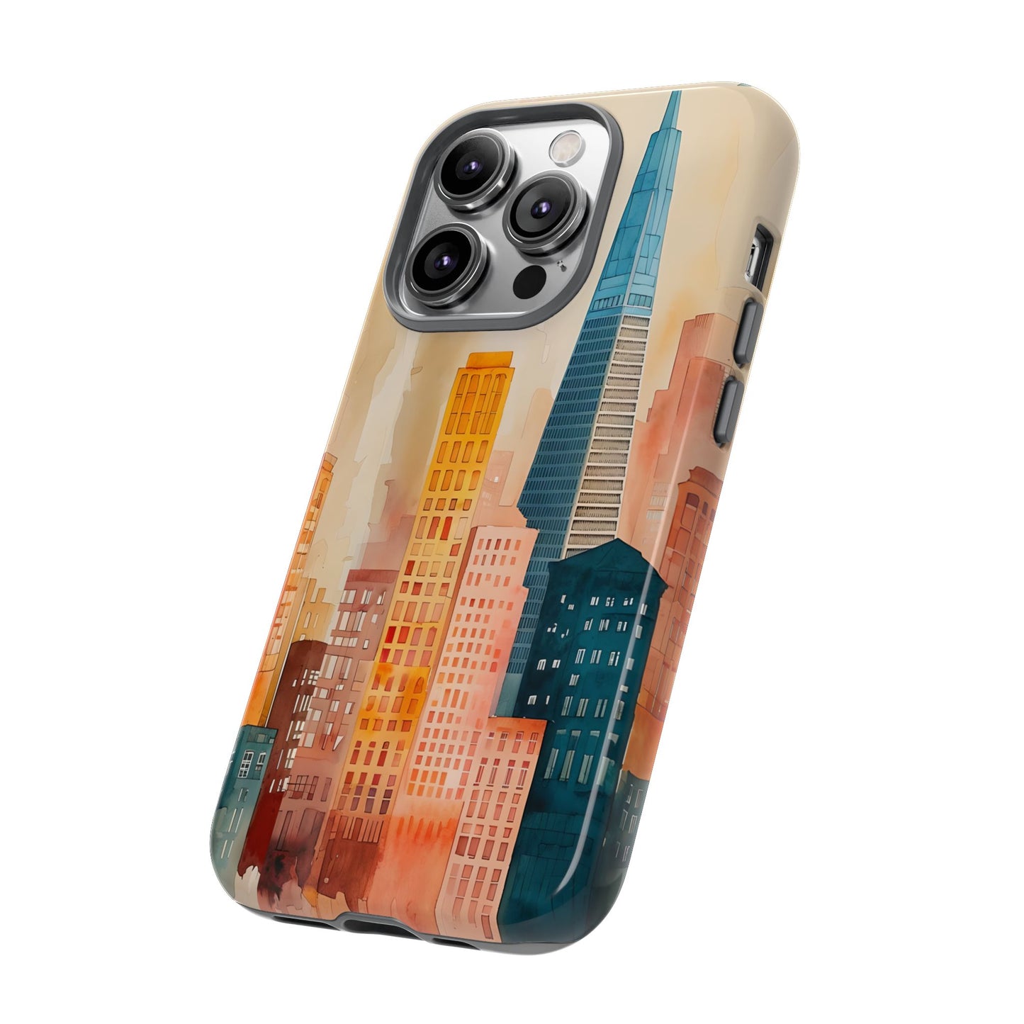 San Francisco Cityscape Tough Phone Case - Tropical Skyline Aesthetic, Sunset Beach Urban Art, Compatible with iPhone, Galaxy, and Google