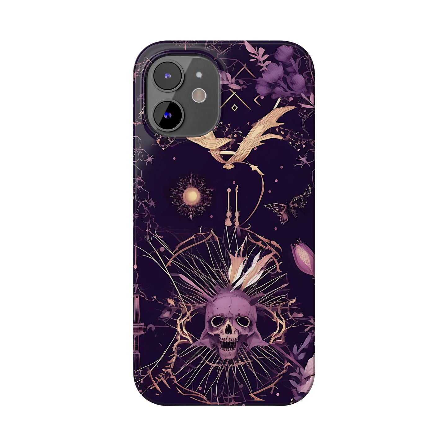 Gothic Floral Slim Phone Cases, Ghostly Style Mobile Cover, Dark Aesthetic Gift, Unique Protective Case, Perfect for Halloween