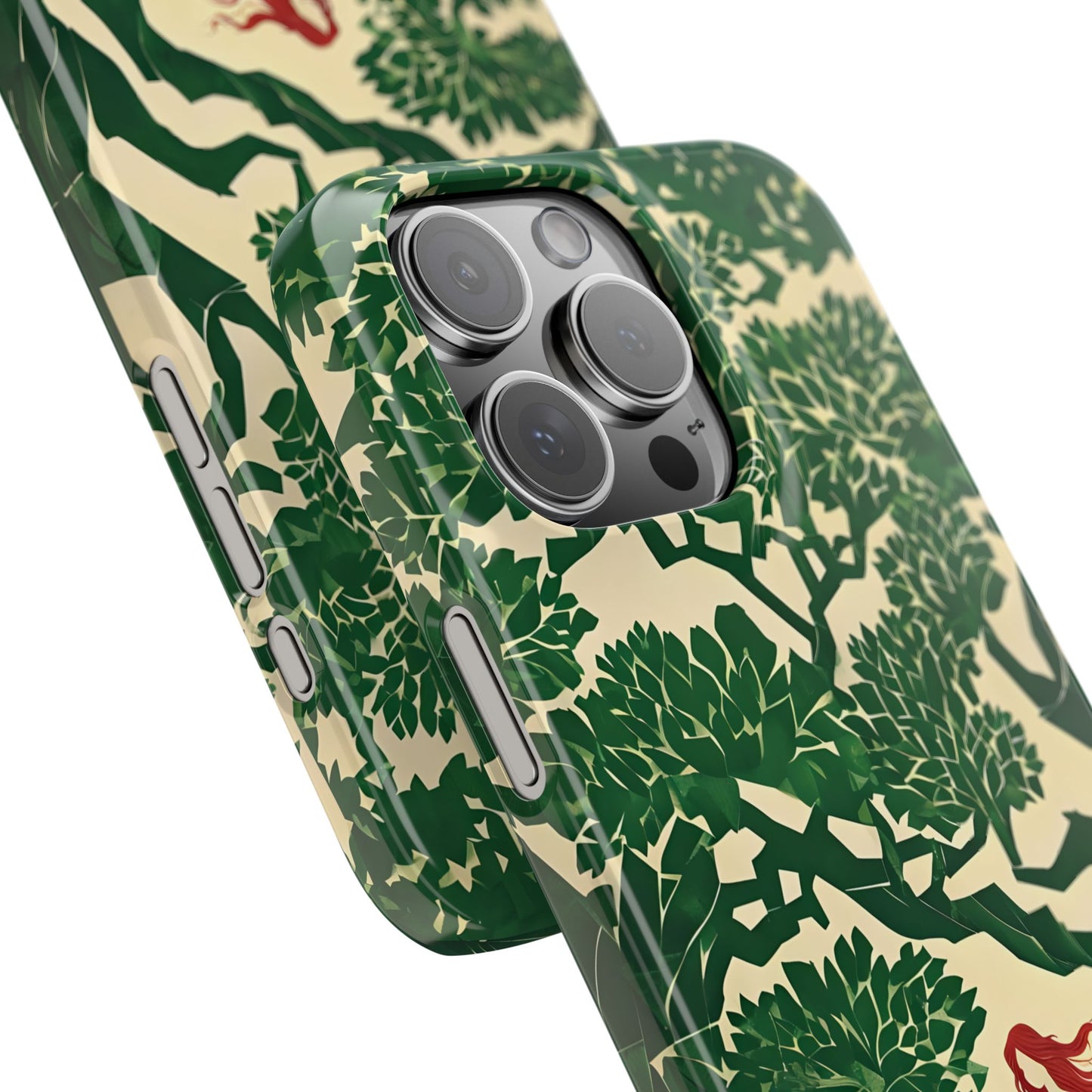 Ginger Fairy Slim Phone Case, Enchanted Forest Redhead Art, Irish Green Fantasy Cover Compatible with iPhone 17, 16, 15, 14, 13, 12, 11