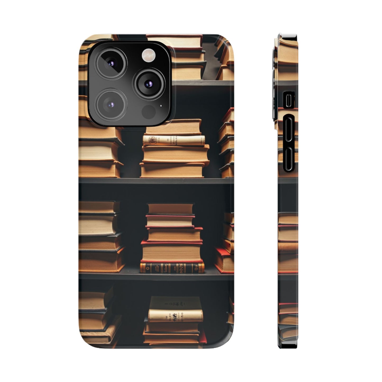 Bookshelf Slim Phone Cases, Literary Gift, Book Lover Accessory, School Supplies, Unique Phone Cover for Readers