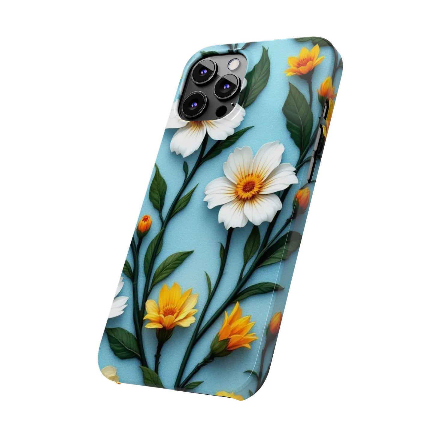 Floral Slim Phone Case - Colorful Flower Design, Elegant Phone Cover, Spring Accessories, Gift Idea for Her, Trendy Cell Phone Case