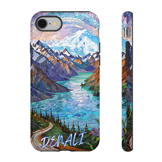 Denali National Park Alaska Phone Case, Mosaic Phone Case, Mountain Nature Art, National Park Gift,Stained Glass Scenic Forest Phone Cover,