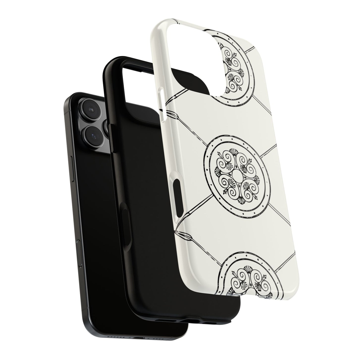 Tough Case Celtic Pattern White and Black Design Phone Cover Compatible with iPhone 17, 16, 15, 14, 13, Galaxy, Google, Irish Heritage Art