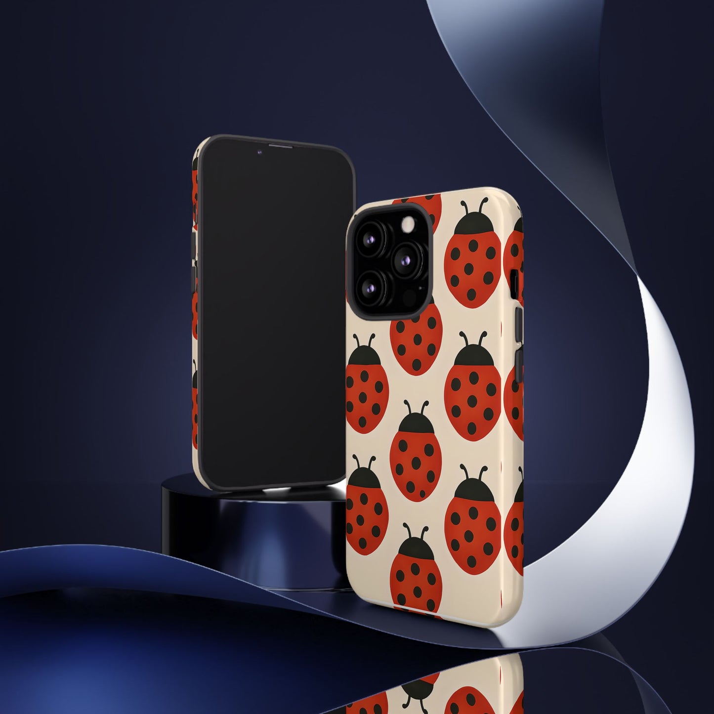 Cute Ladybug Tough Phone Case - Red and Black Insect Pattern, Nature-Inspired Design, Compatible with iPhone, Galaxy, and Google Phones