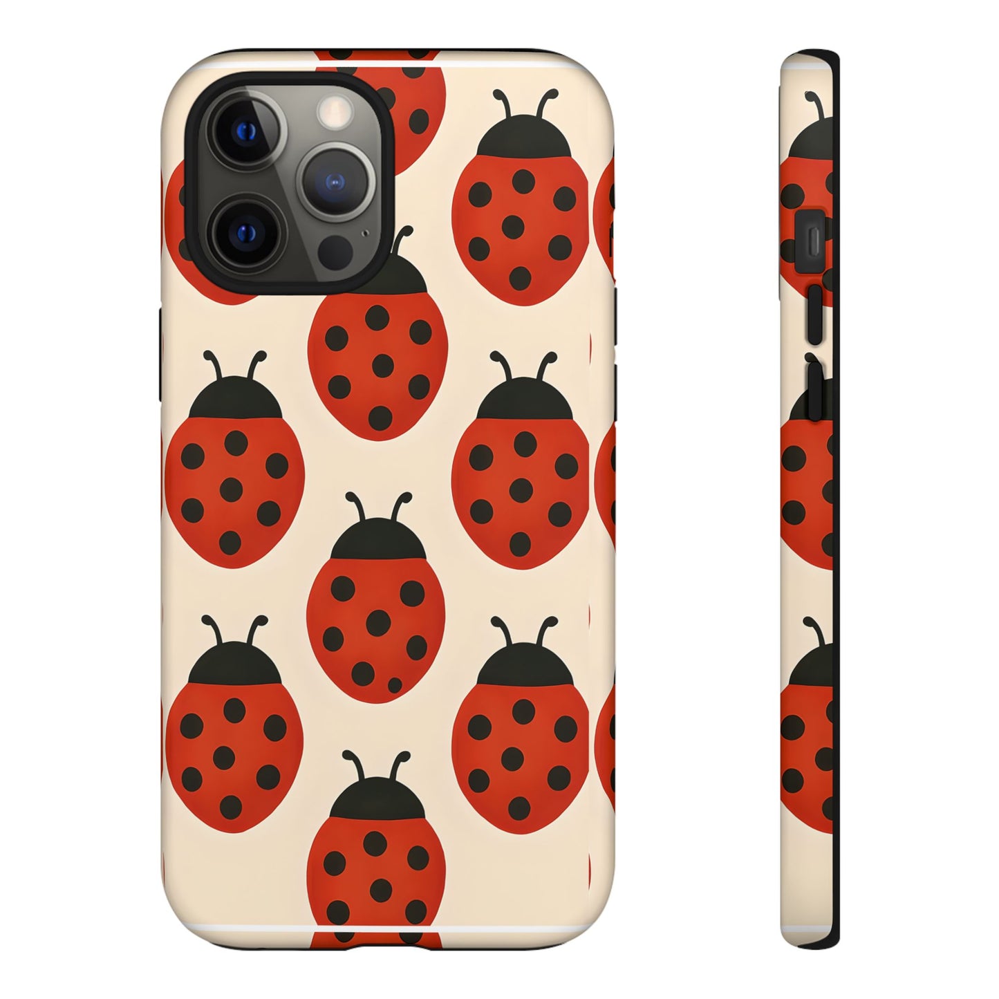 Cute Ladybug Tough Phone Case - Red and Black Insect Pattern, Nature-Inspired Design, Compatible with iPhone, Galaxy, and Google Phones
