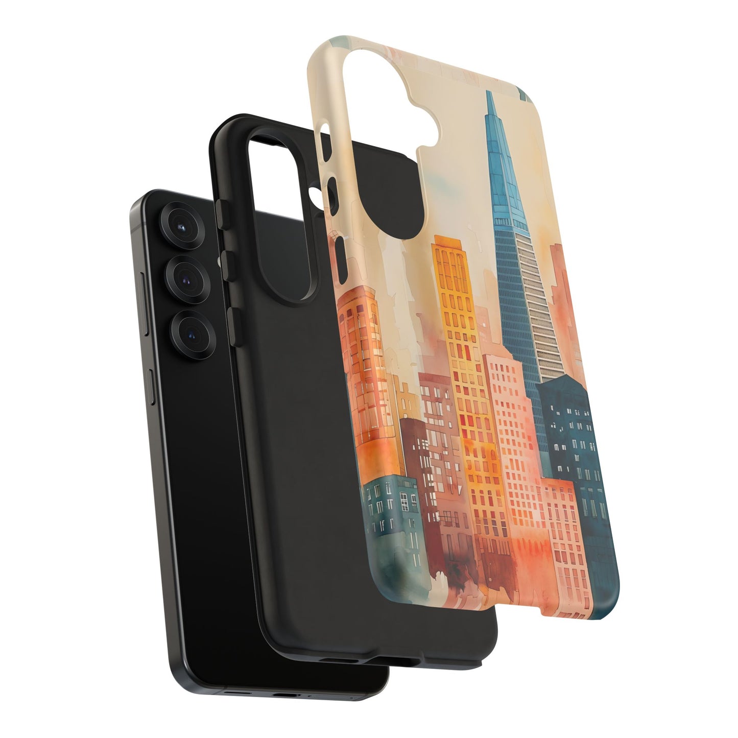 San Francisco Cityscape Tough Phone Case - Tropical Skyline Aesthetic, Sunset Beach Urban Art, Compatible with iPhone, Galaxy, and Google