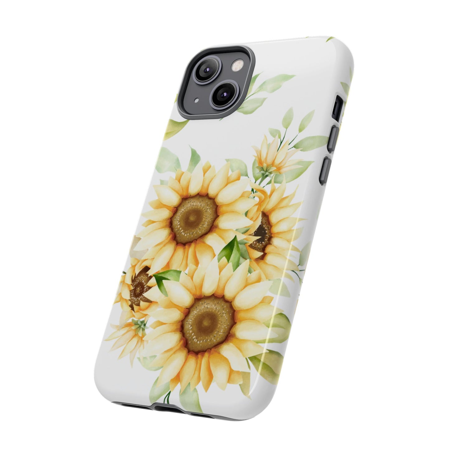 Sunflower Floral Tough Phone Case - Watercolor Botanical Art, Bright Nature Aesthetic, Compatible with iPhone, Galaxy, and Google Phones