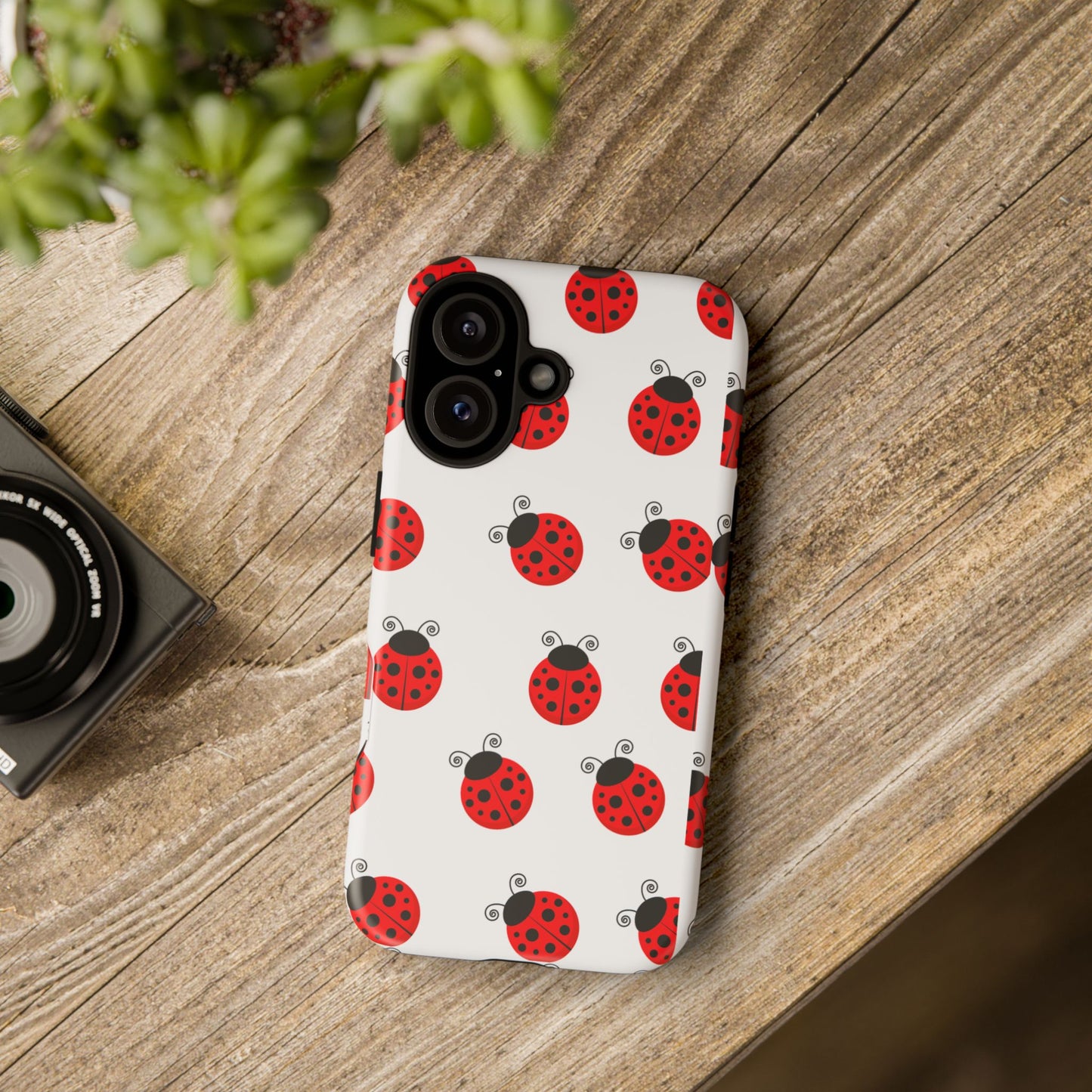 Ladybug Tough Phone Case - Cute Insect Aesthetic, Nature-Inspired Pattern Art, Compatible with iPhone, Galaxy, and Google Phones